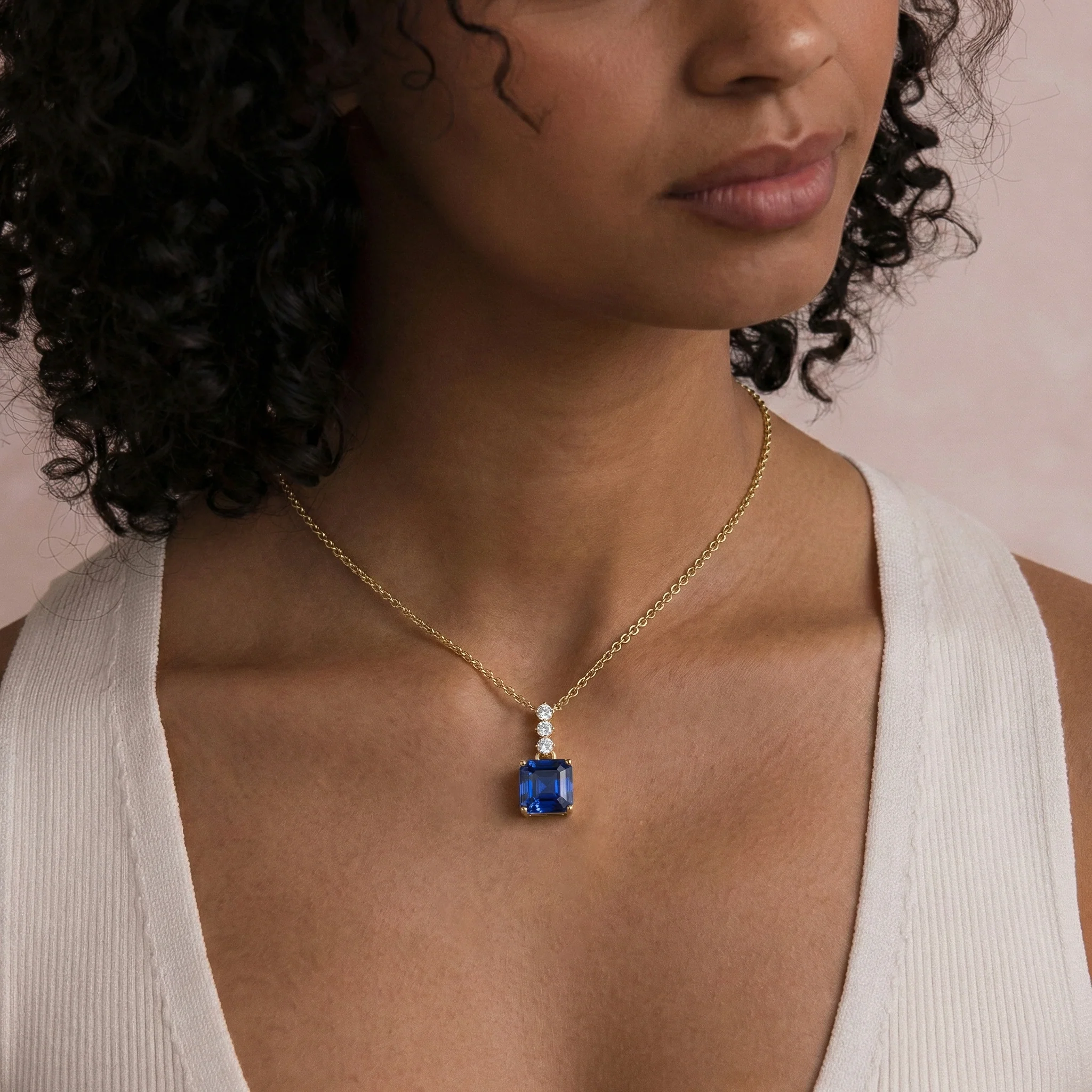 Blue Sapphire Octagon Solitaire Pendant Necklace in 925 Sterling Silver 8 MM 2ct - Image 12