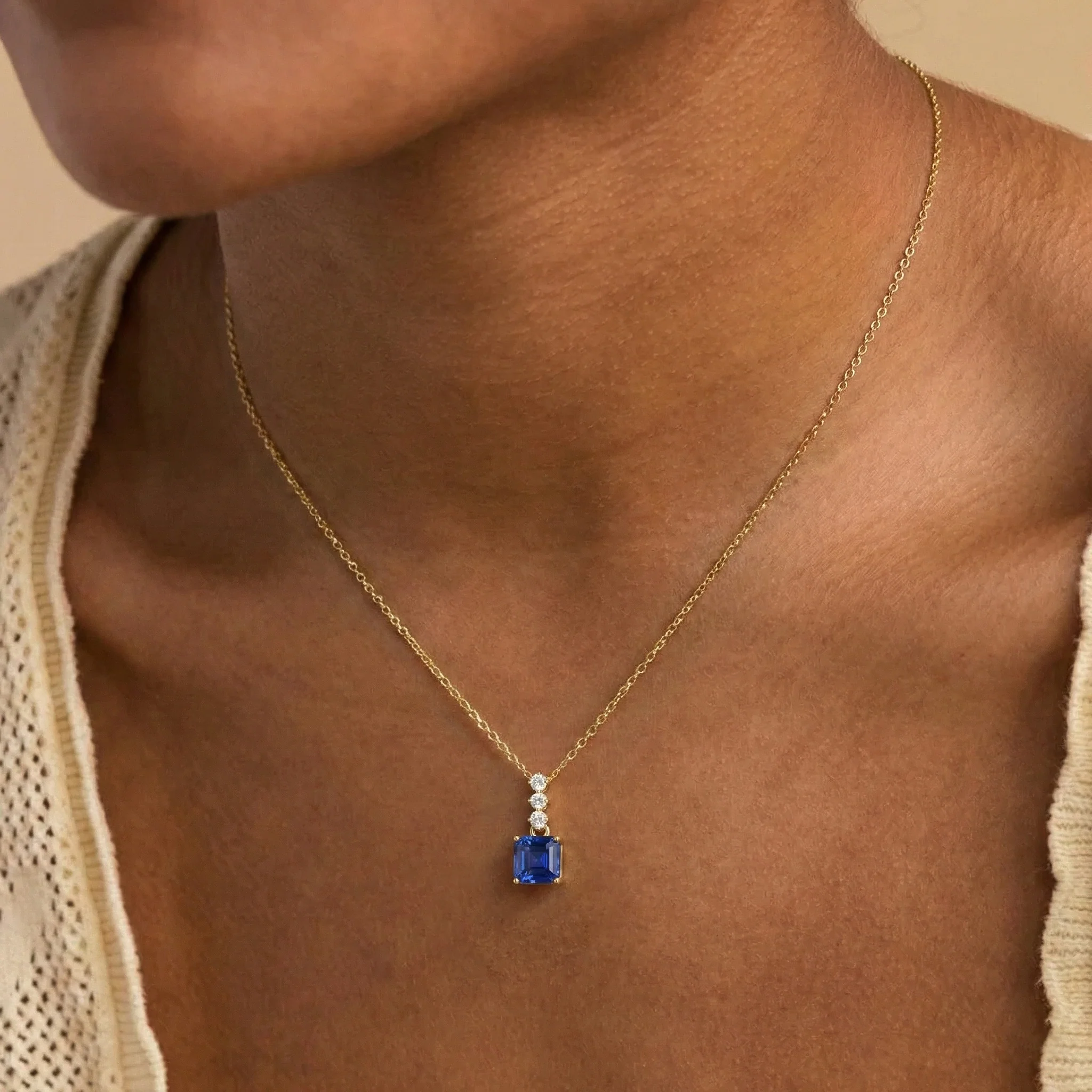 Blue Sapphire Octagon Solitaire Pendant Necklace in 925 Sterling Silver 8 MM 2ct - Image 13