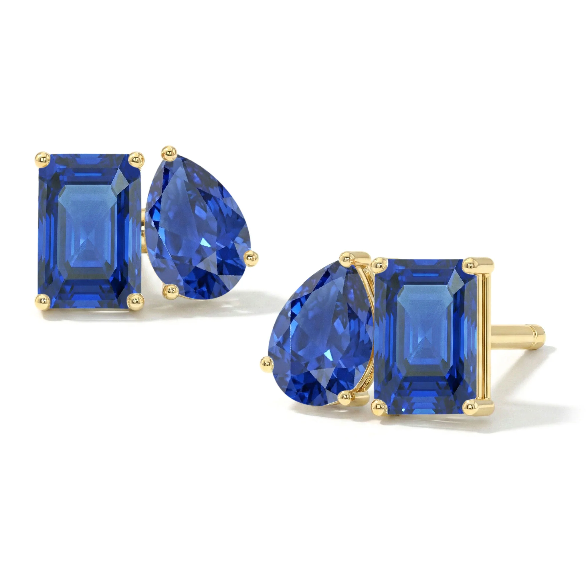 Blue Sapphire Pear and Octagon Stud Earrings in 925 Sterling Silver 6*4MM 2ct - Image 8
