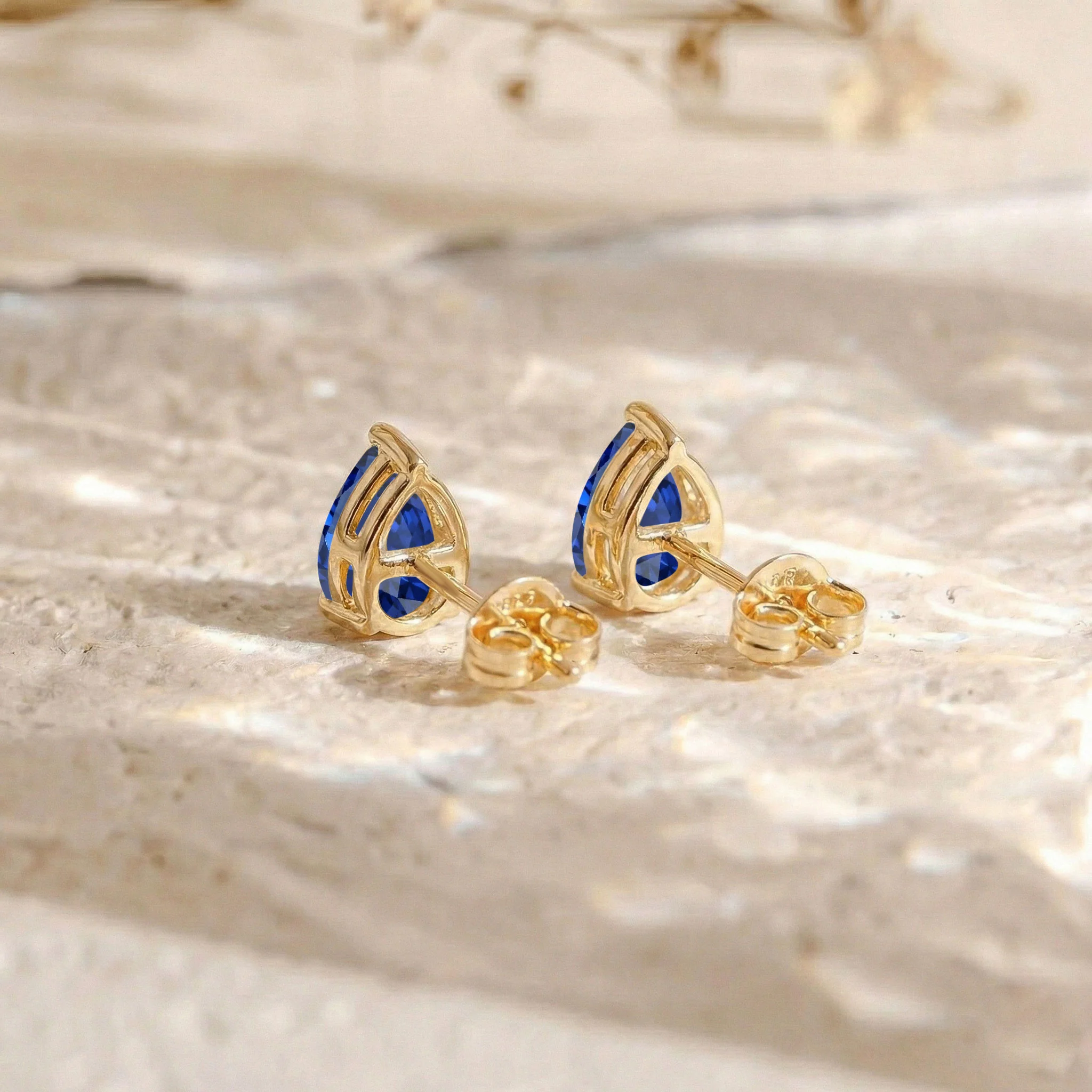 Blue Sapphire Pear Solitaire Stud Earring in 925 Sterling Silver 10X8 MM 5.35ct - Image 11