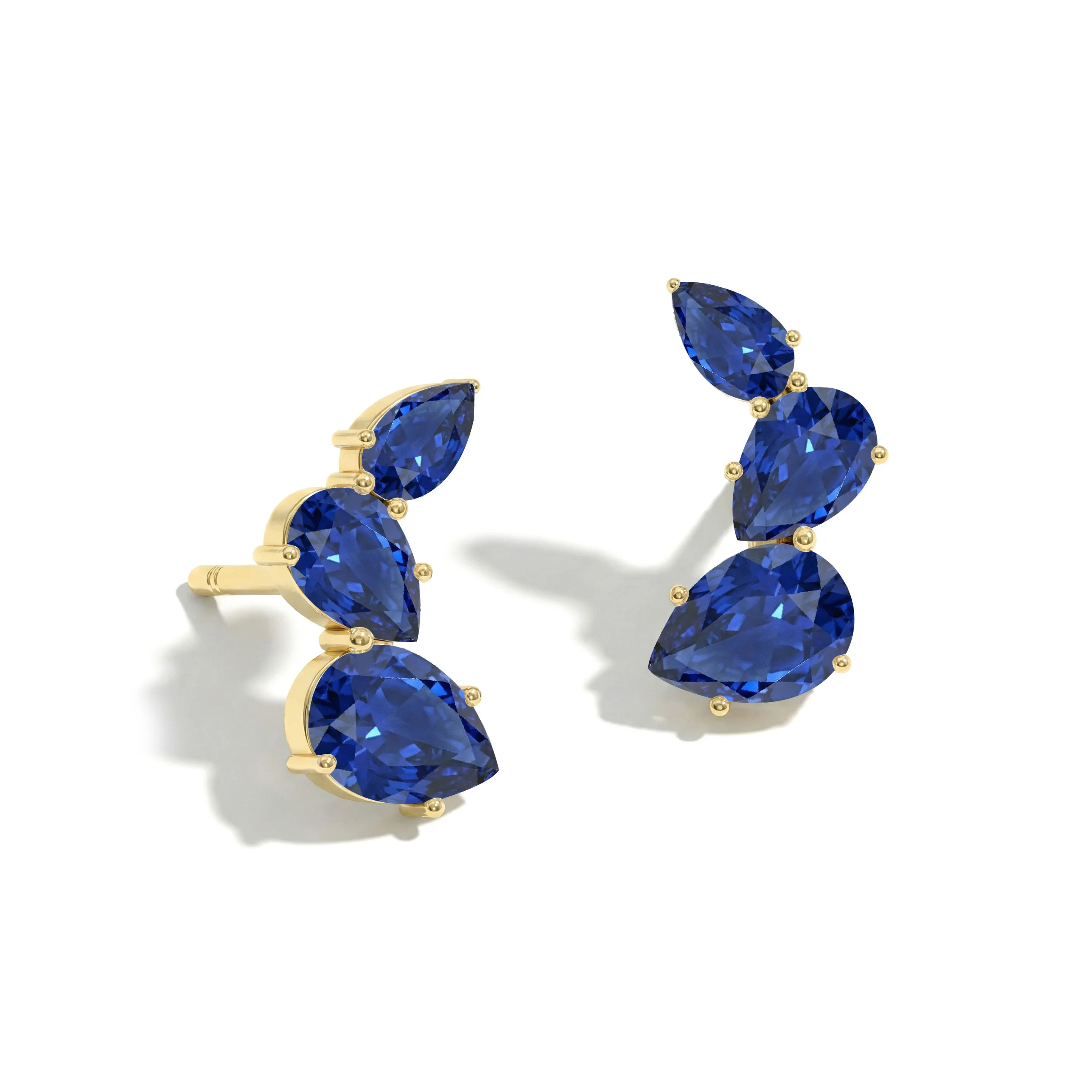 Blue Sapphire Pear Stud Earrings in 925 Sterling Silver 3.30ct - Image 9