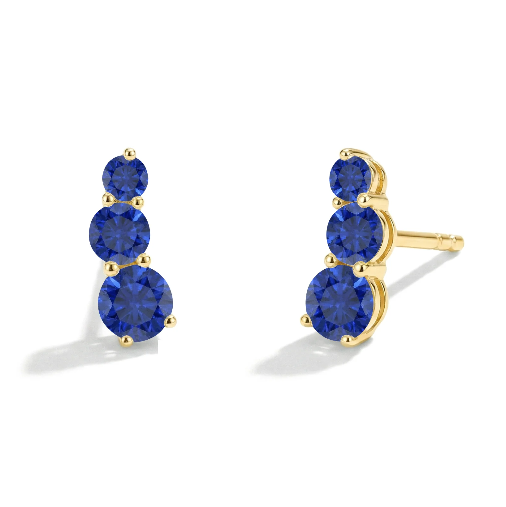 Blue Sapphire Round Stud Earring in 925 Sterling Silver 5X4X3MM 1.40 ct. - Image 8