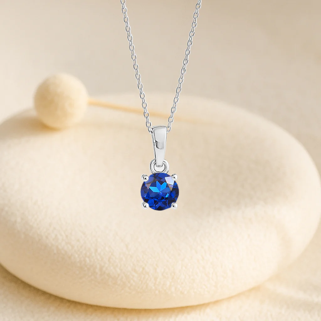 Blue Sapphire Teardrop Pendant Necklace in 925 Sterling Silver 7mm 1.5ct - Image 6