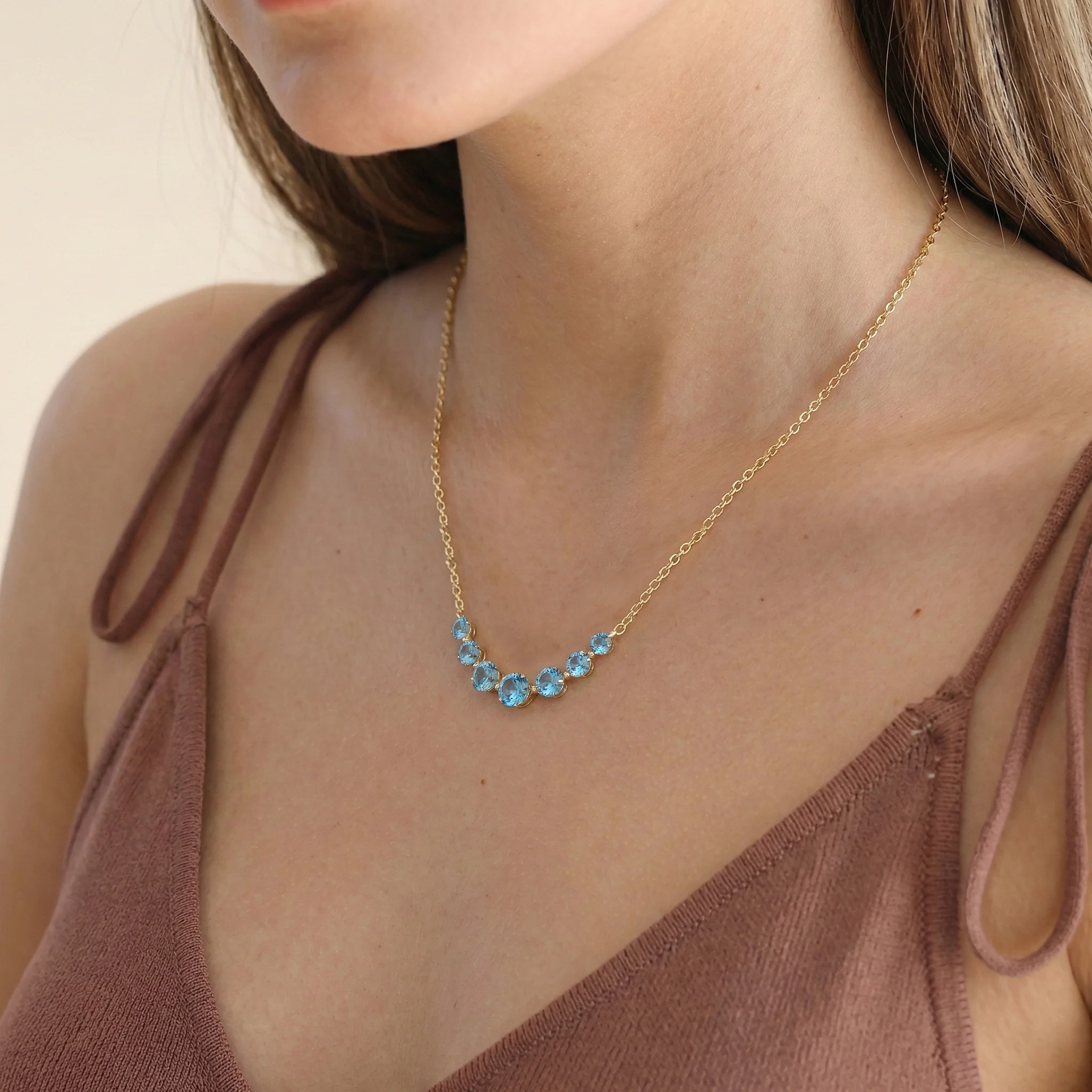 Blue Topaz Curved Bar Necklace in 925 Sterling Silver 2.55ct - Image 11