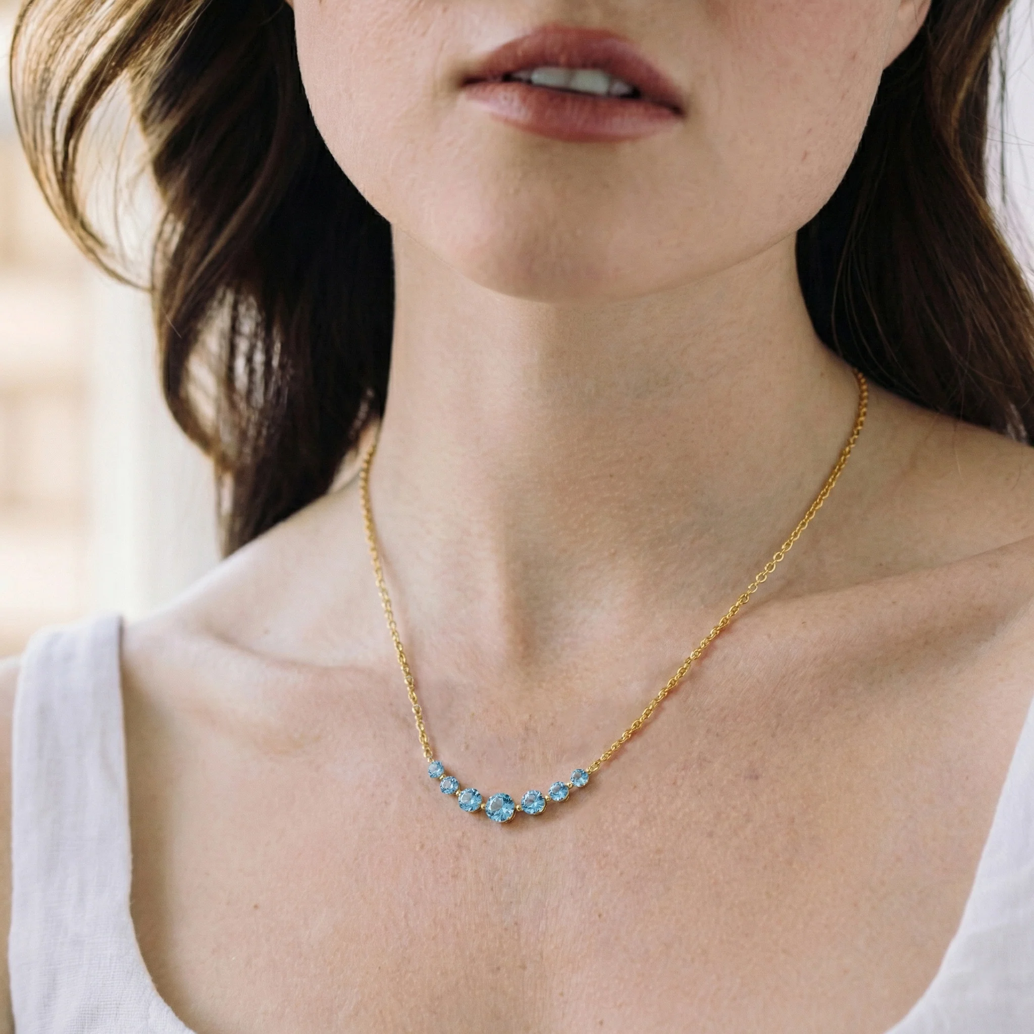 Blue Topaz Curved Bar Necklace in 925 Sterling Silver 2.55ct - Image 13