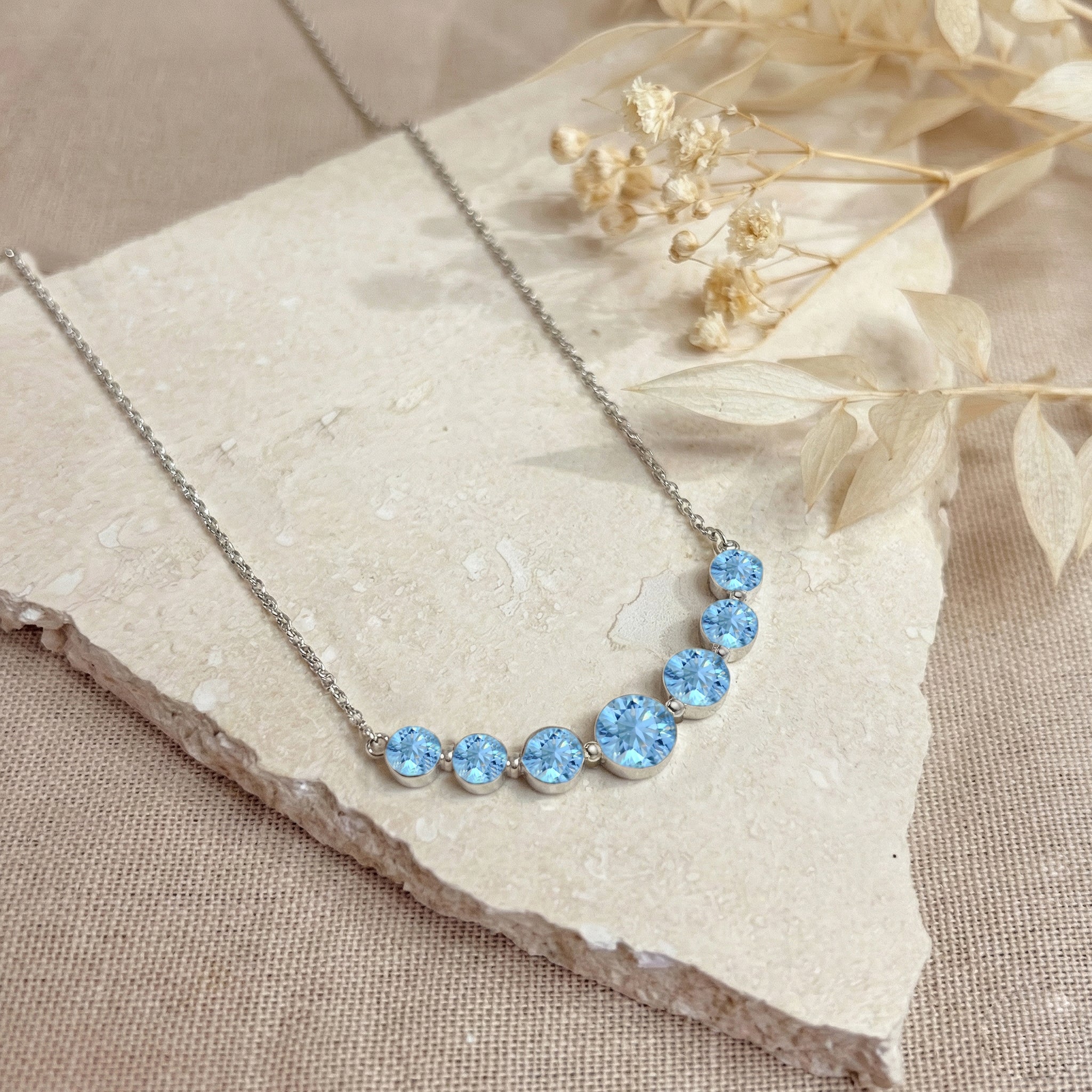 Blue Topaz Curved Bar Necklace in 925 Sterling Silver 2.55ct - Image 3