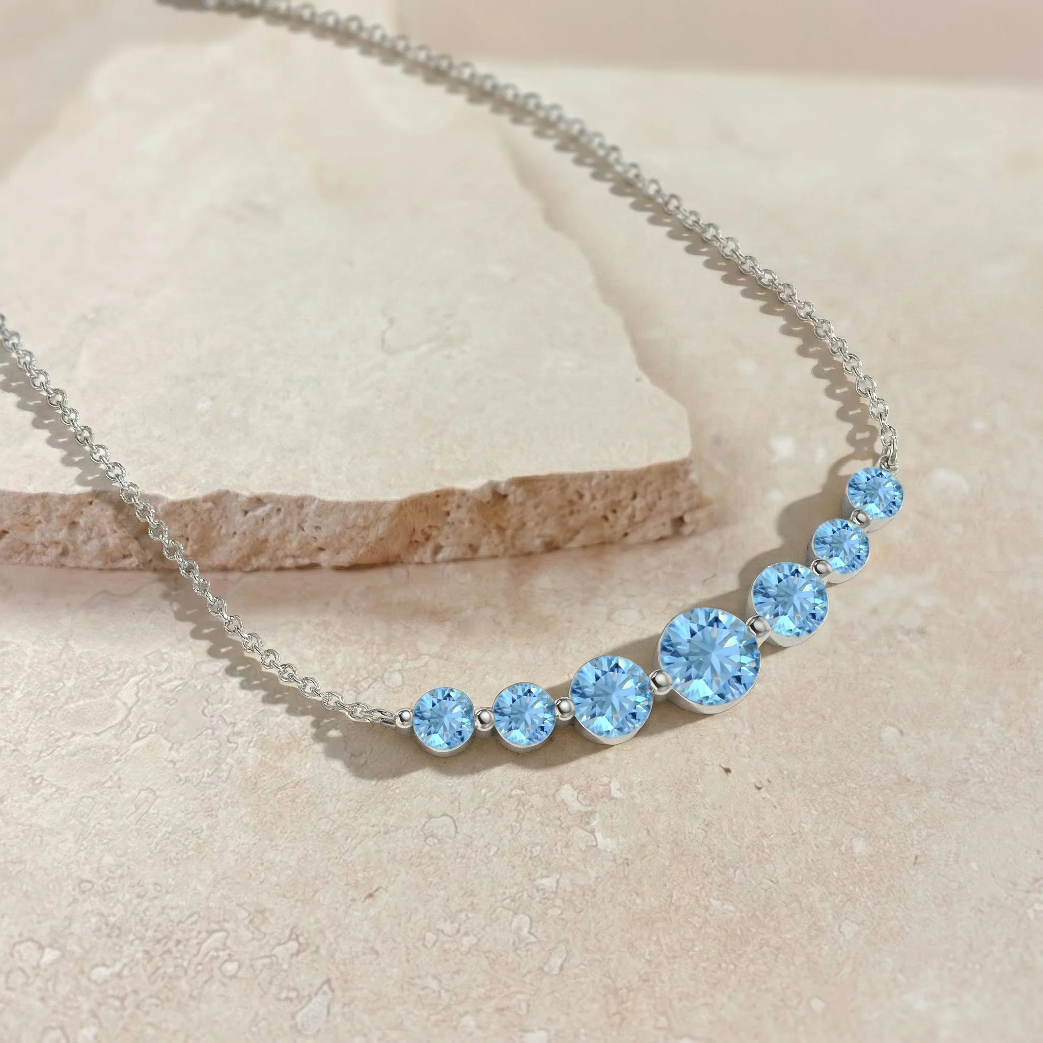 Blue Topaz Curved Bar Necklace in 925 Sterling Silver 2.55ct - Image 4