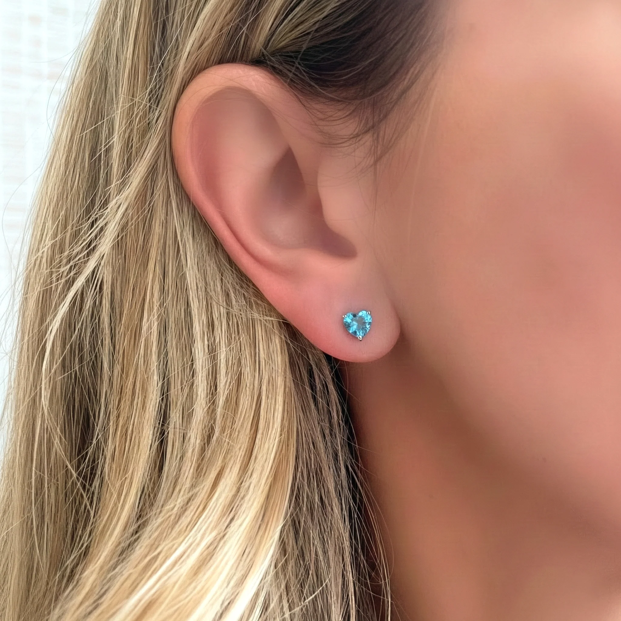 Blue Topaz Heart Stud Earrings in 925 Sterling Silver 5.15ct - Image 9