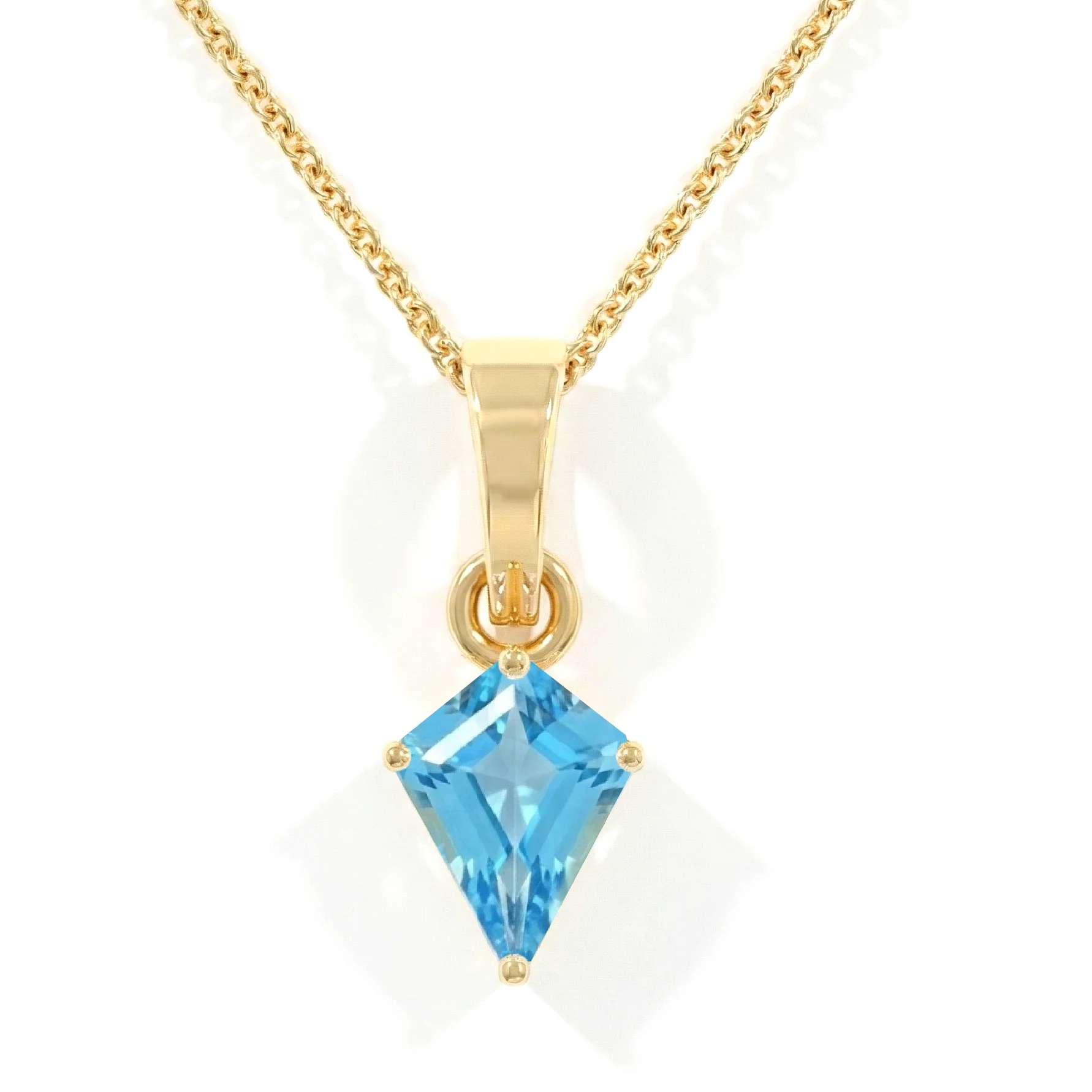 Blue Topaz Kite Solitaire Pendant Necklace in 925 Sterling Silver 1.4ct - Image 13