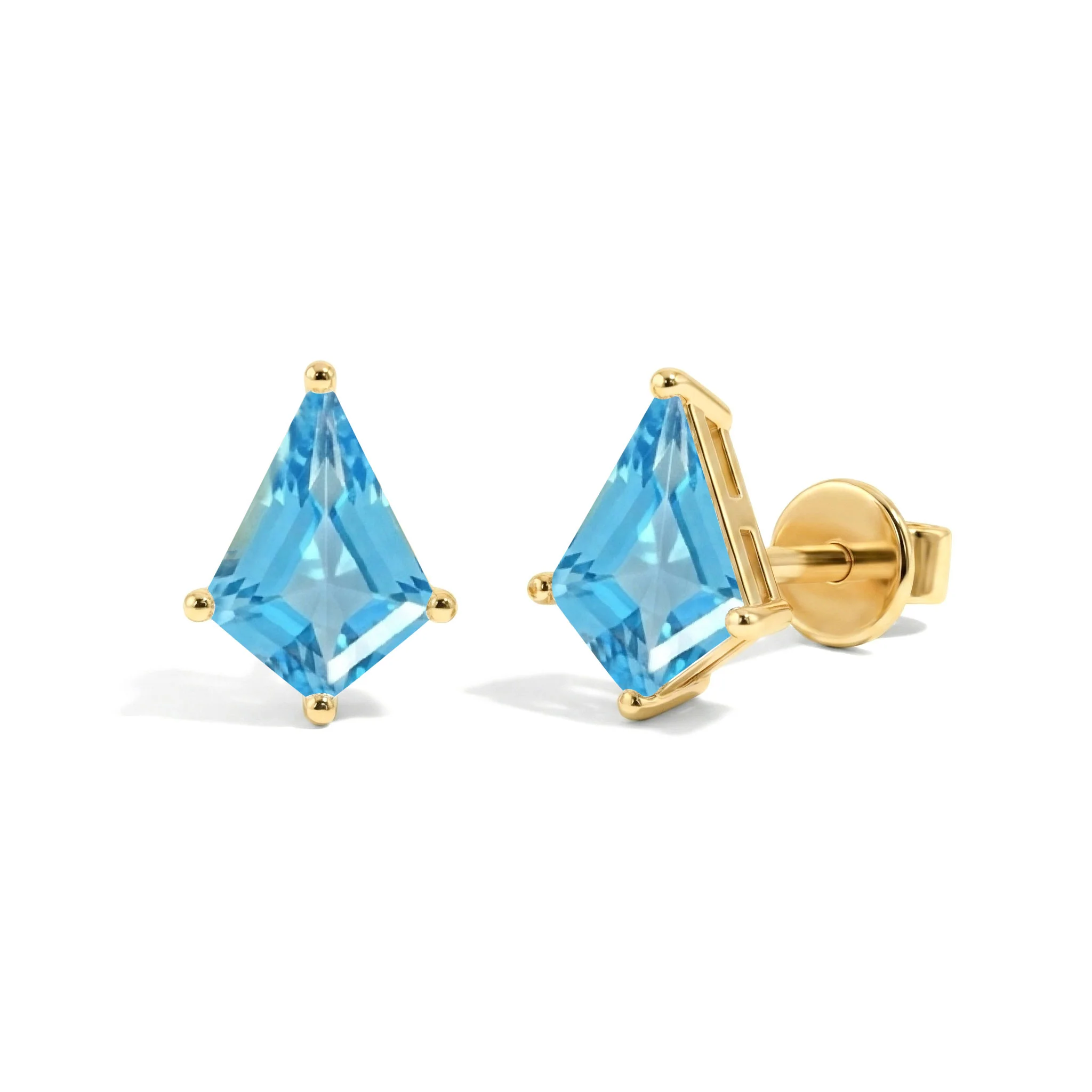 Blue Topaz Kite Stud Earrings in 925 Sterling Silver 7x5 MM 1.50ct - Image 14