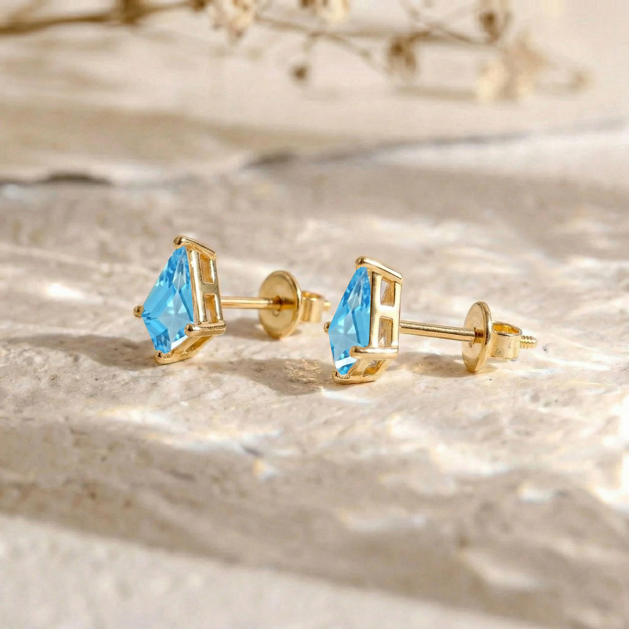 Blue Topaz Kite Stud Earrings in 925 Sterling Silver 7x5 MM 1.50ct - Image 9