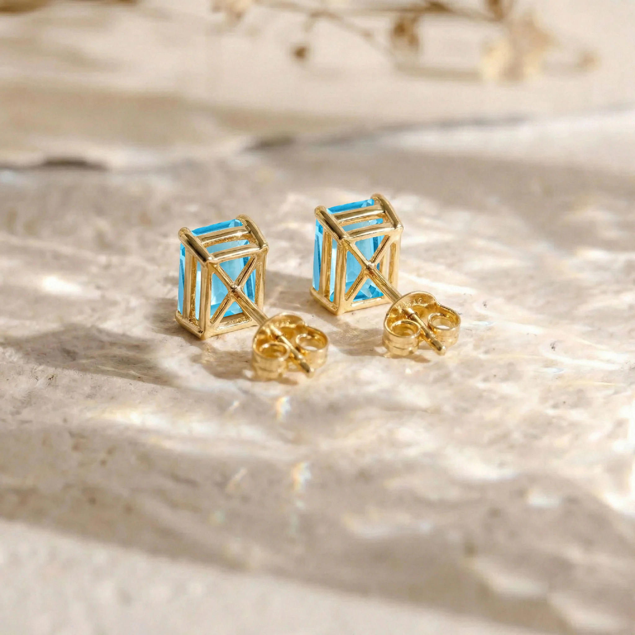 Best Blue Topaz Octagon Stud Earrings in 925 Sterling Silver 5.35ct - Image 10