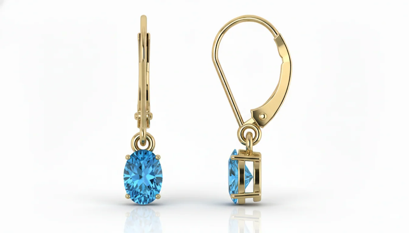 Blue Topaz Oval Dangle Earring in 925 Sterling Silver 8X6 MM 2.4ct - Image 8