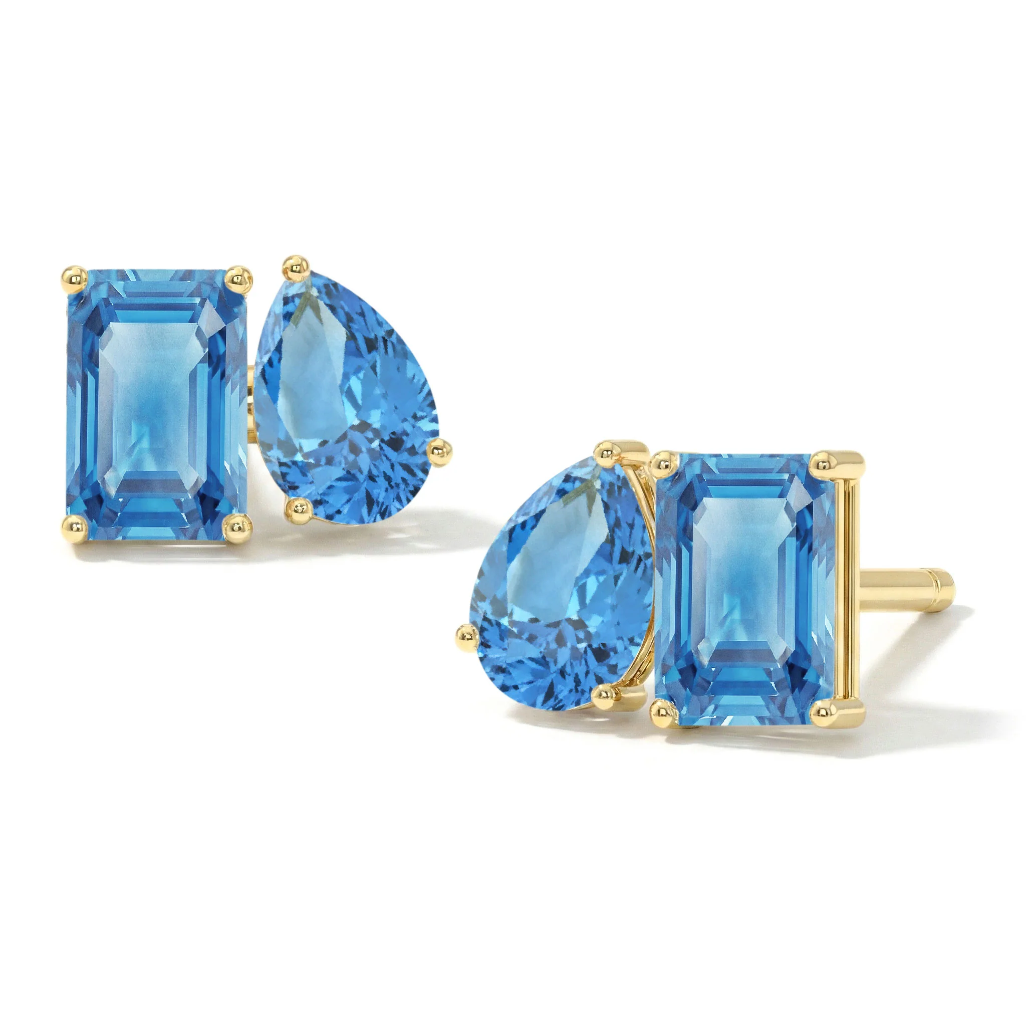 Blue Topaz Pear and Octagon Stud Earrings in 925 Sterling Silver 6*4MM 2ct - Image 8