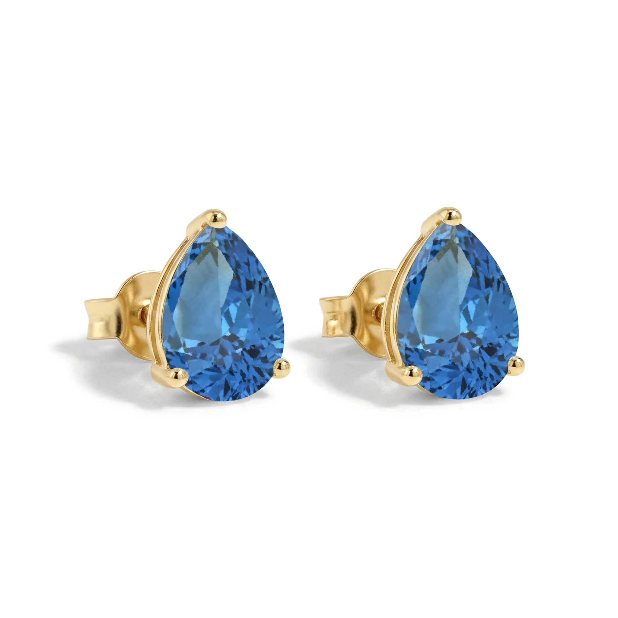Blue Topaz Pear Solitaire Stud Earring in 925 Sterling Silver 10X8 MM 5.35ct - Image 8