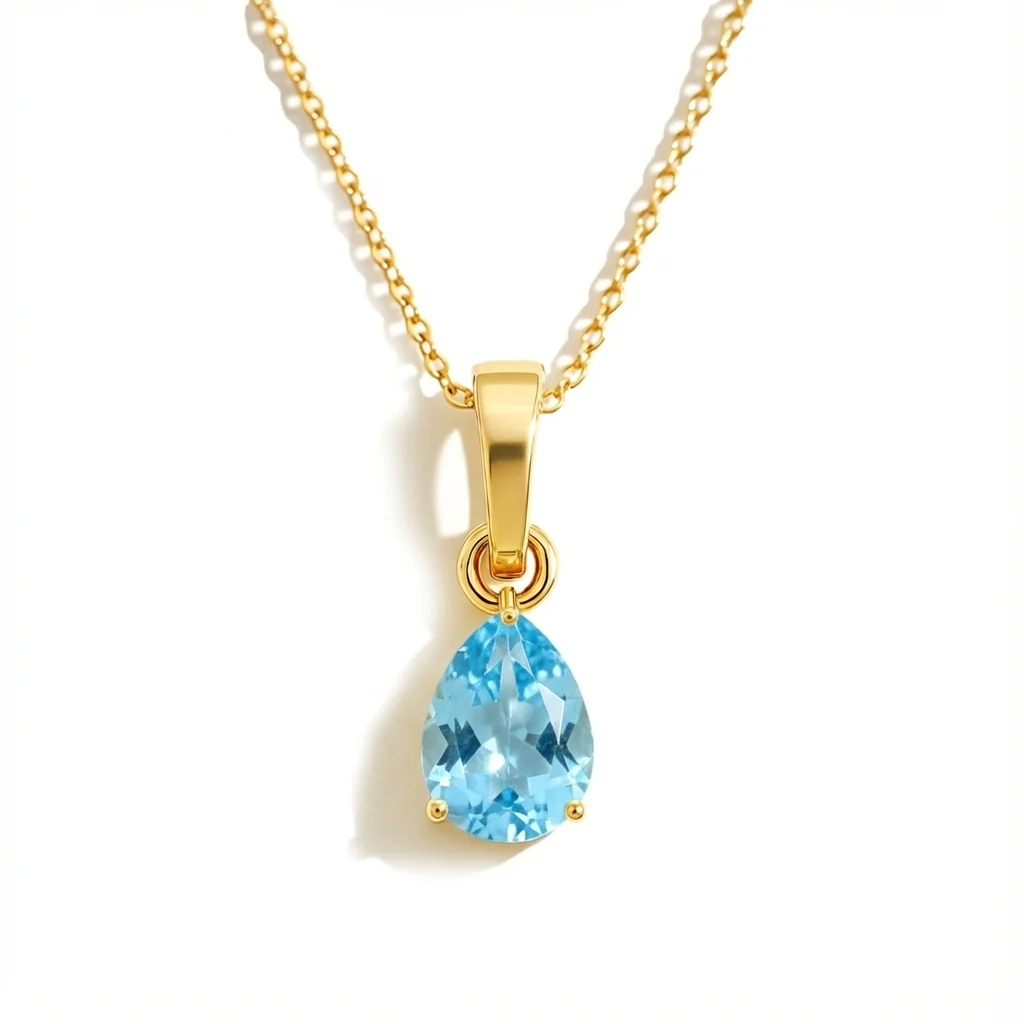 Blue Topaz Pear Solitaire Teardrop Pendant Necklace in 925 Sterling Silver 9x7 MM 1.4ct - Image 8