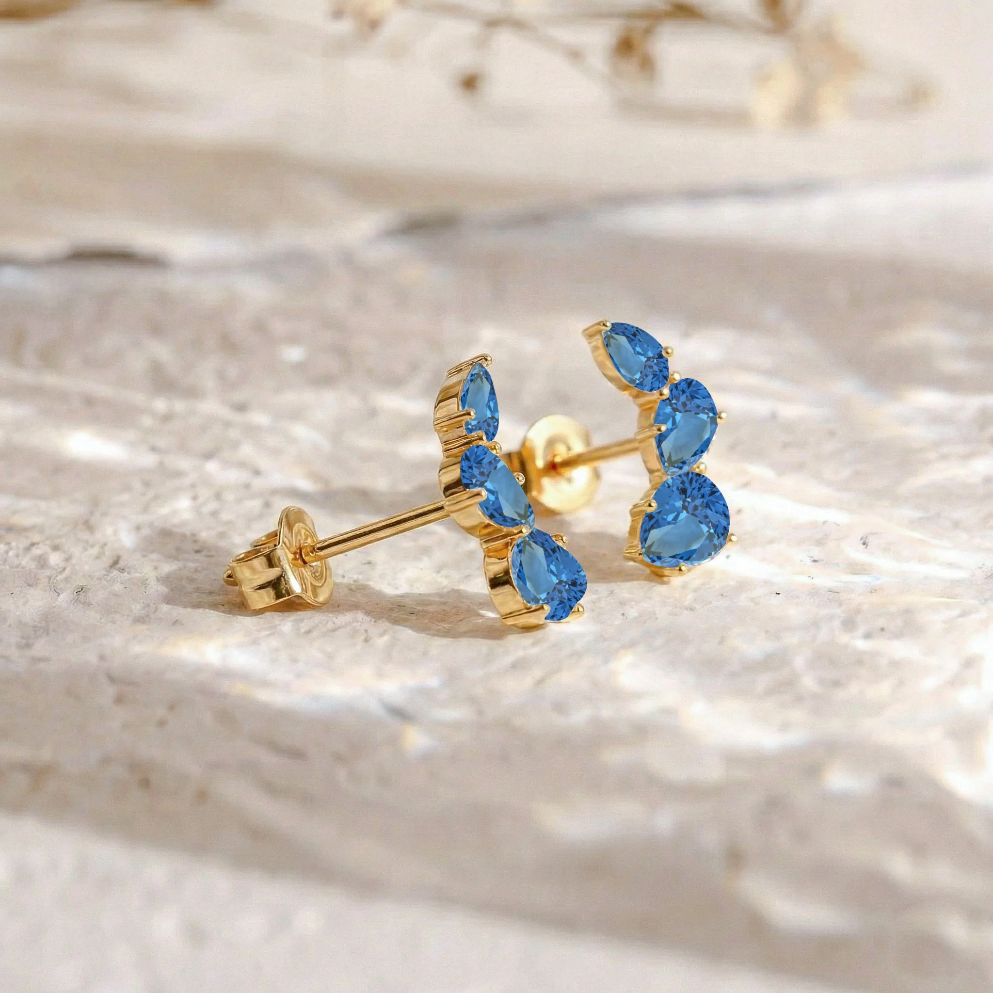 Blue Topaz Pear Stud Earrings in 925 Sterling Silver 3.30ct - Image 12