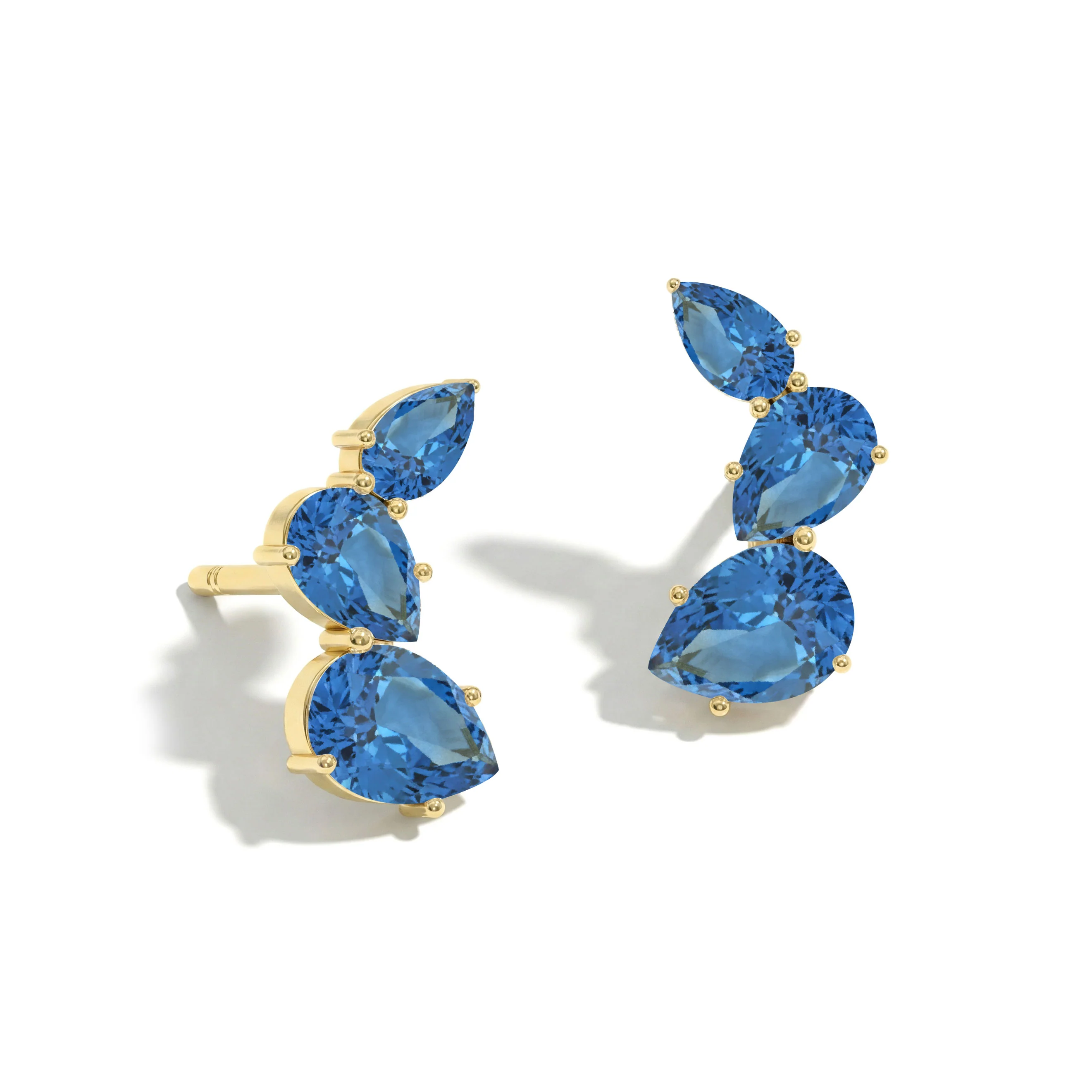 Blue Topaz Pear Stud Earrings in 925 Sterling Silver 3.30ct - Image 9
