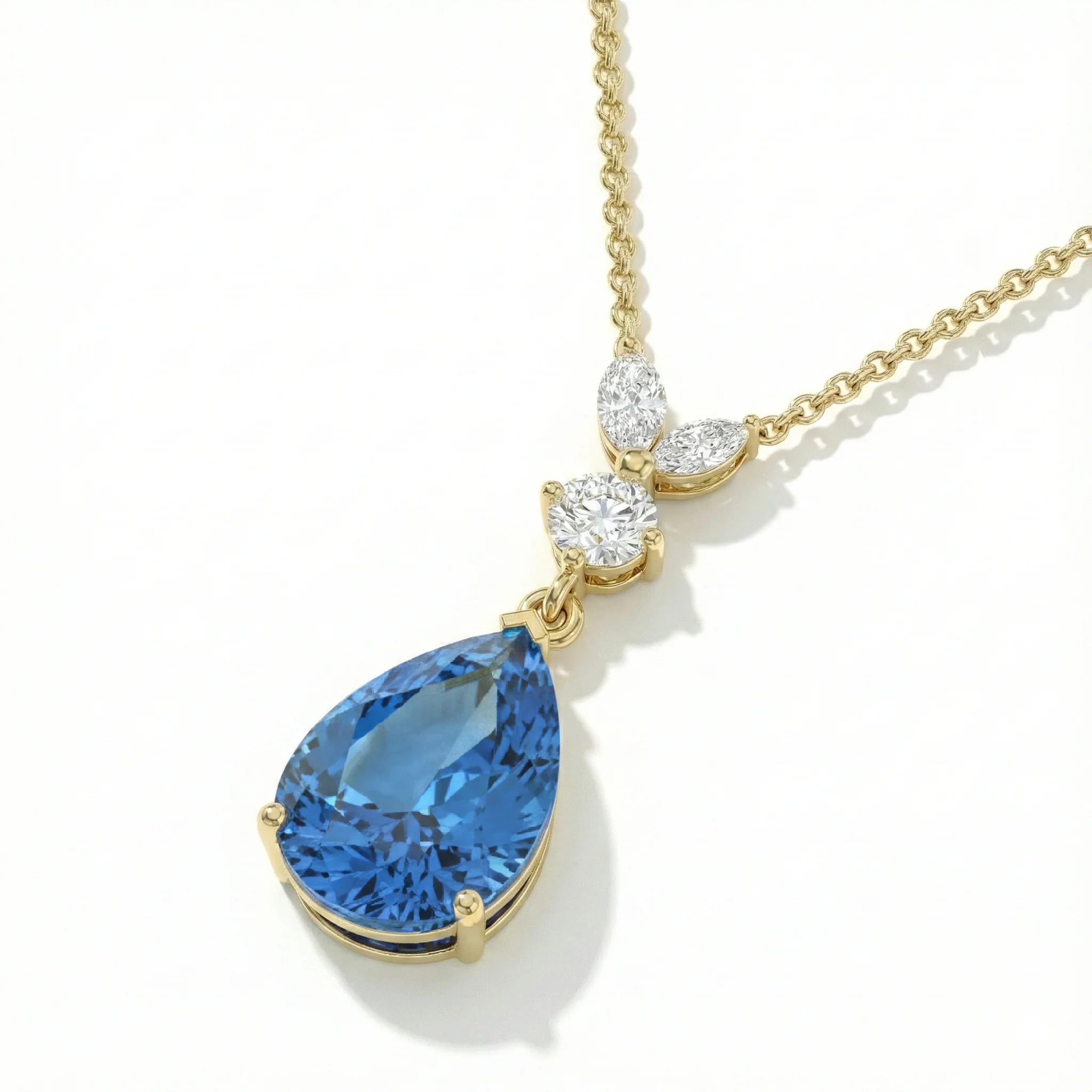 Blue Topaz Pear Teardrop Pendant Necklace in 925 Sterling Silver 1.7ct - Image 14