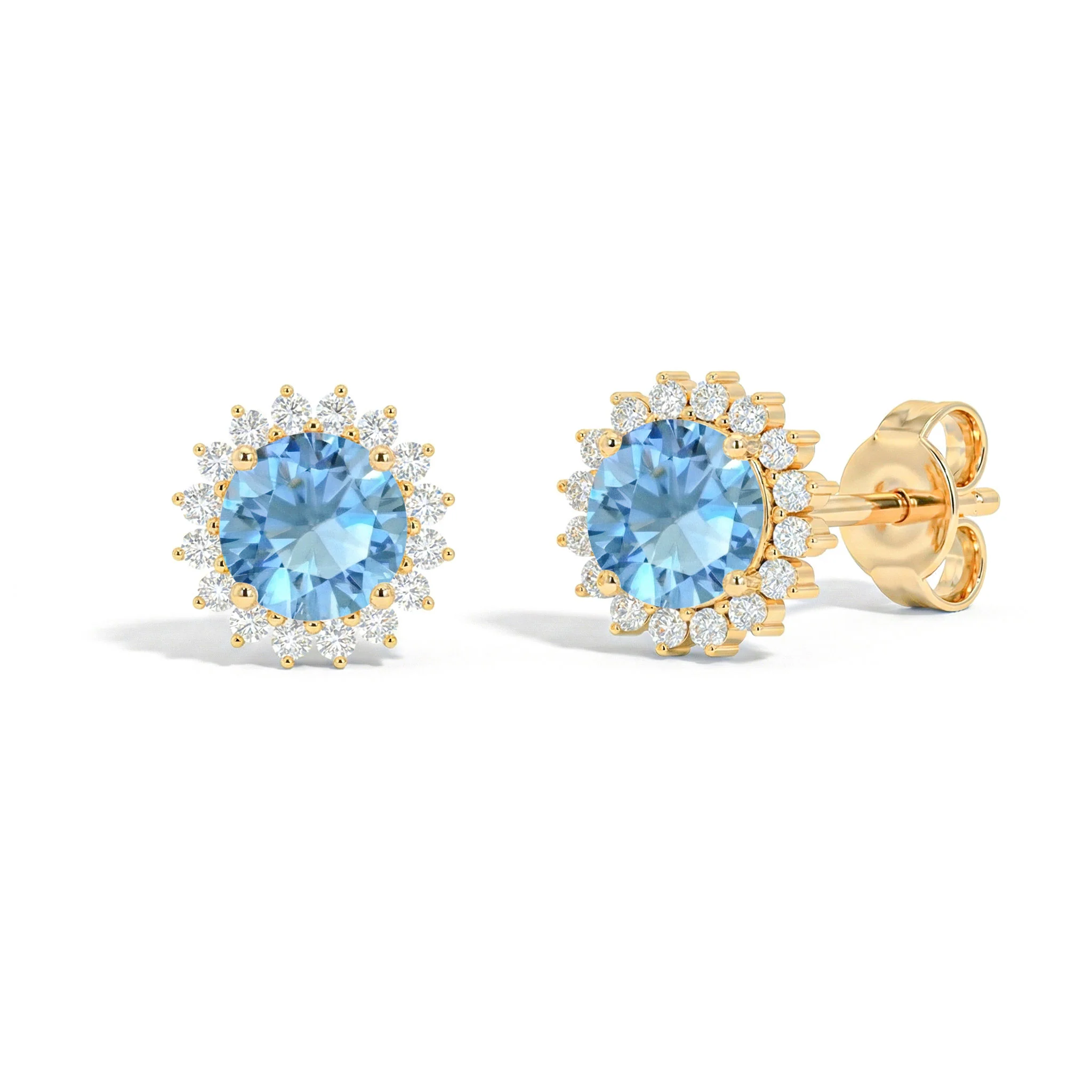 Blue Topaz Round Halo Stud Earrings in 925 Sterling Silver 5 MM 1.3ct - Image 11