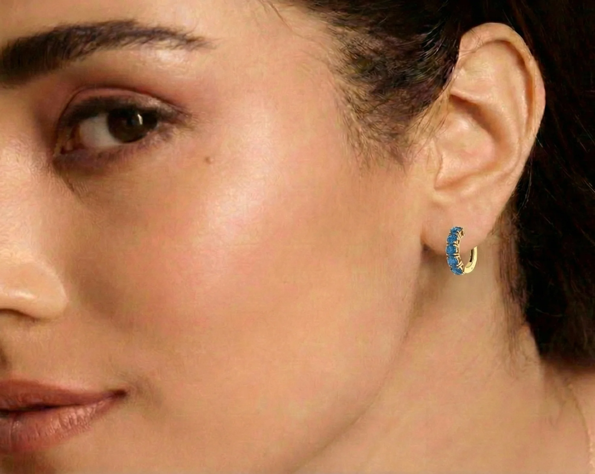 Blue Topaz Round Hoop Earrings in 925 Sterling Silver 3MM 3ct - Image 12