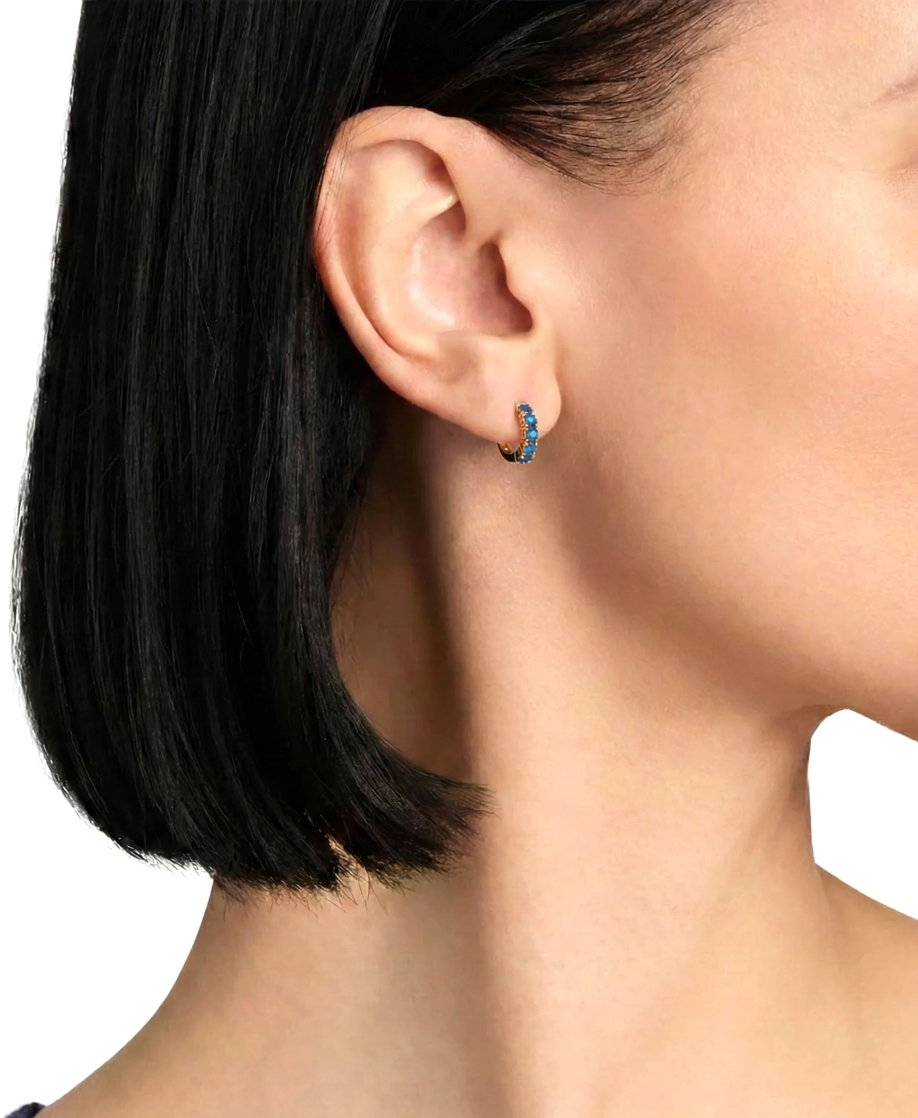 Blue Topaz Round Hoop Earrings in 925 Sterling Silver 3MM 3ct - Image 13
