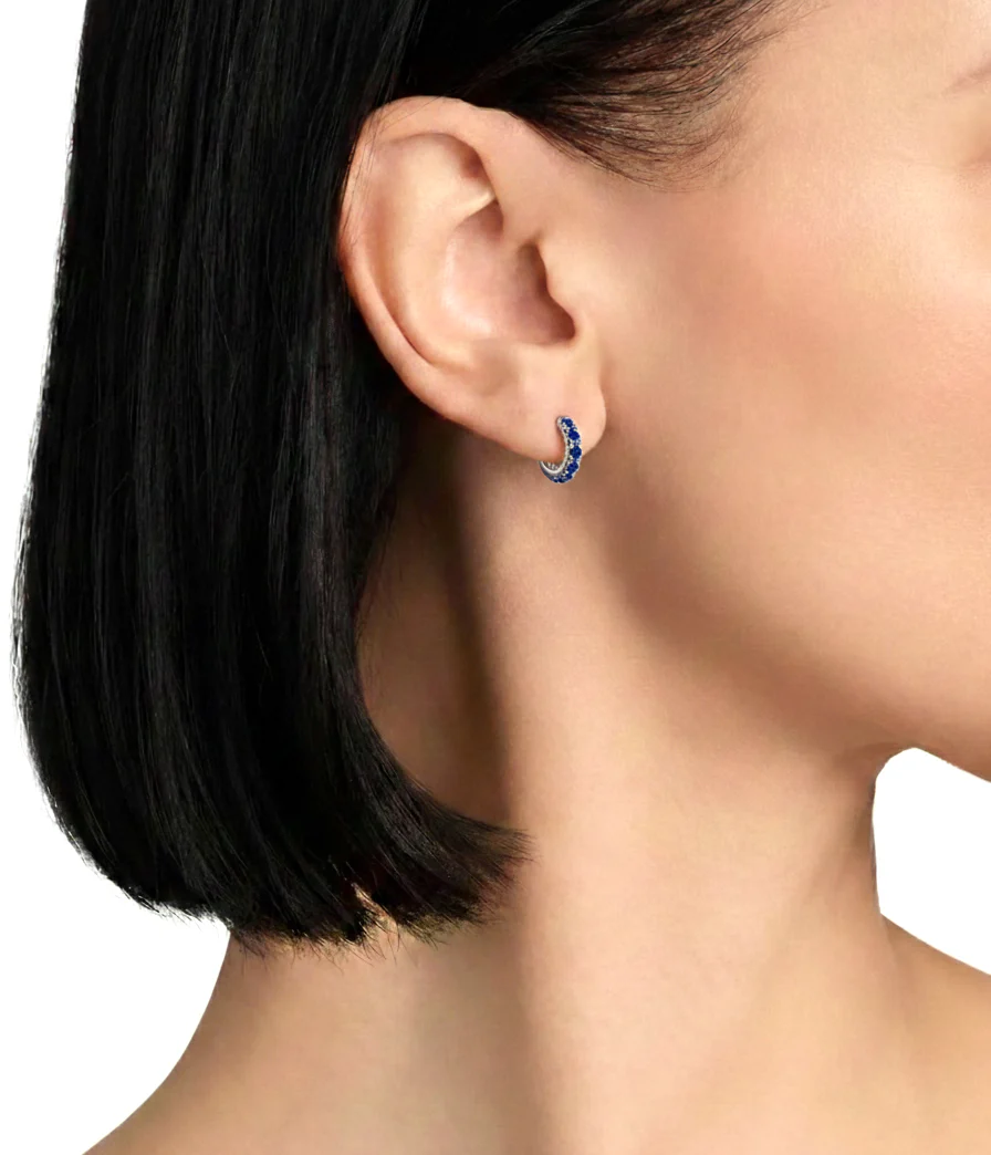 Blue Topaz Round Hoop Earrings in 925 Sterling Silver 3MM 3ct - Image 5