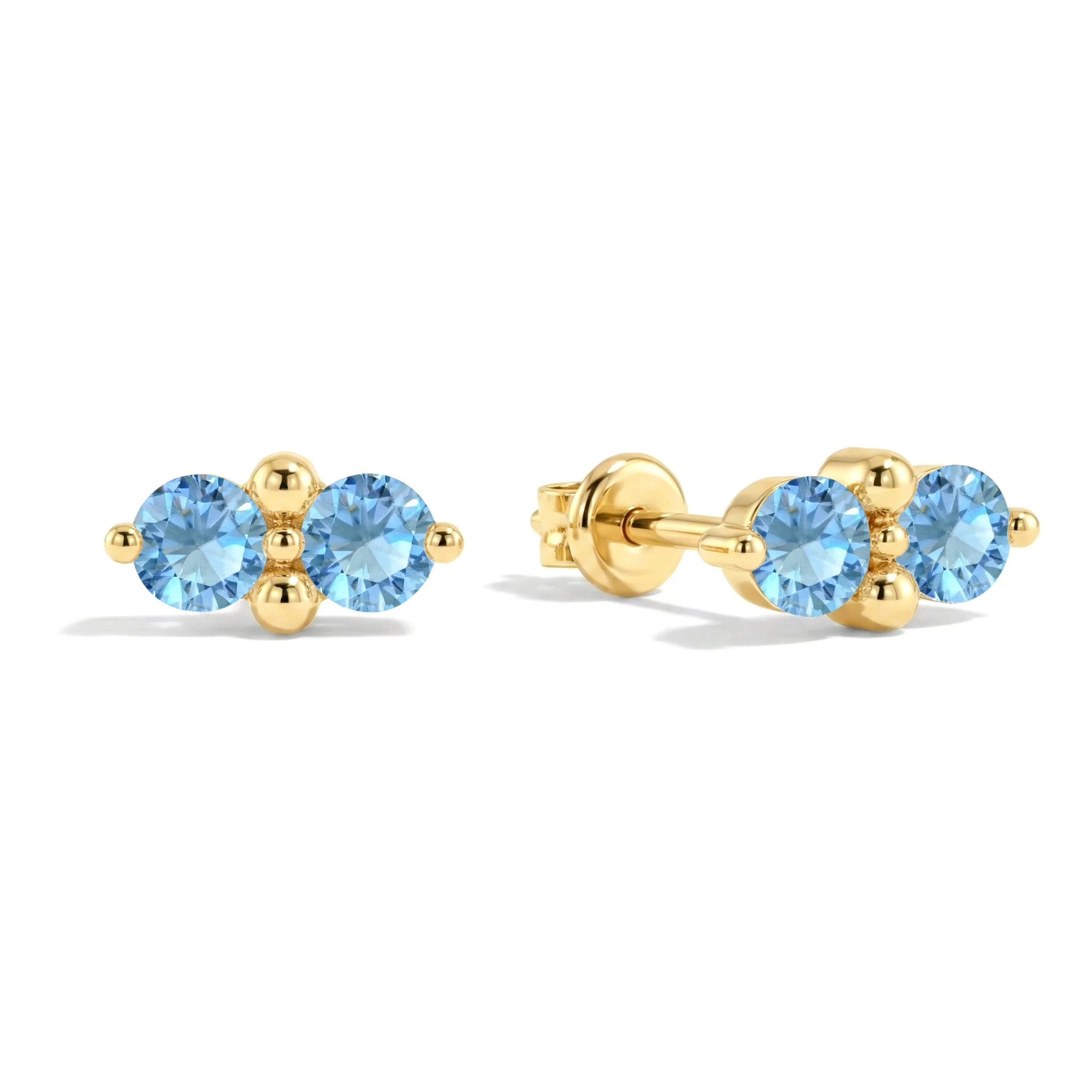 Blue Topaz Round Stud Earrings in 925 Sterling Silver 3 MM 1.20ct - Image 10