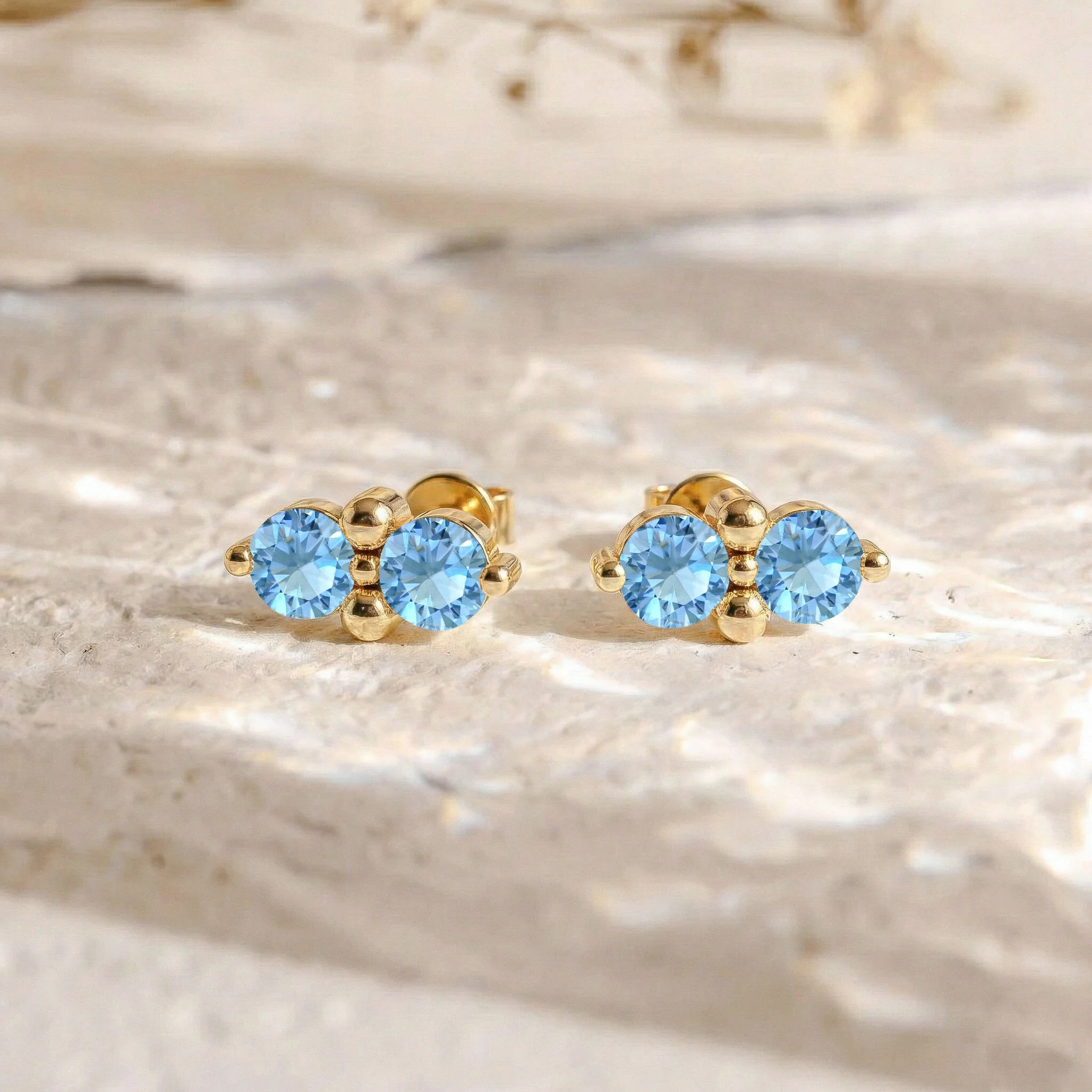 Blue Topaz Round Stud Earrings in 925 Sterling Silver 3 MM 1.20ct - Image 12