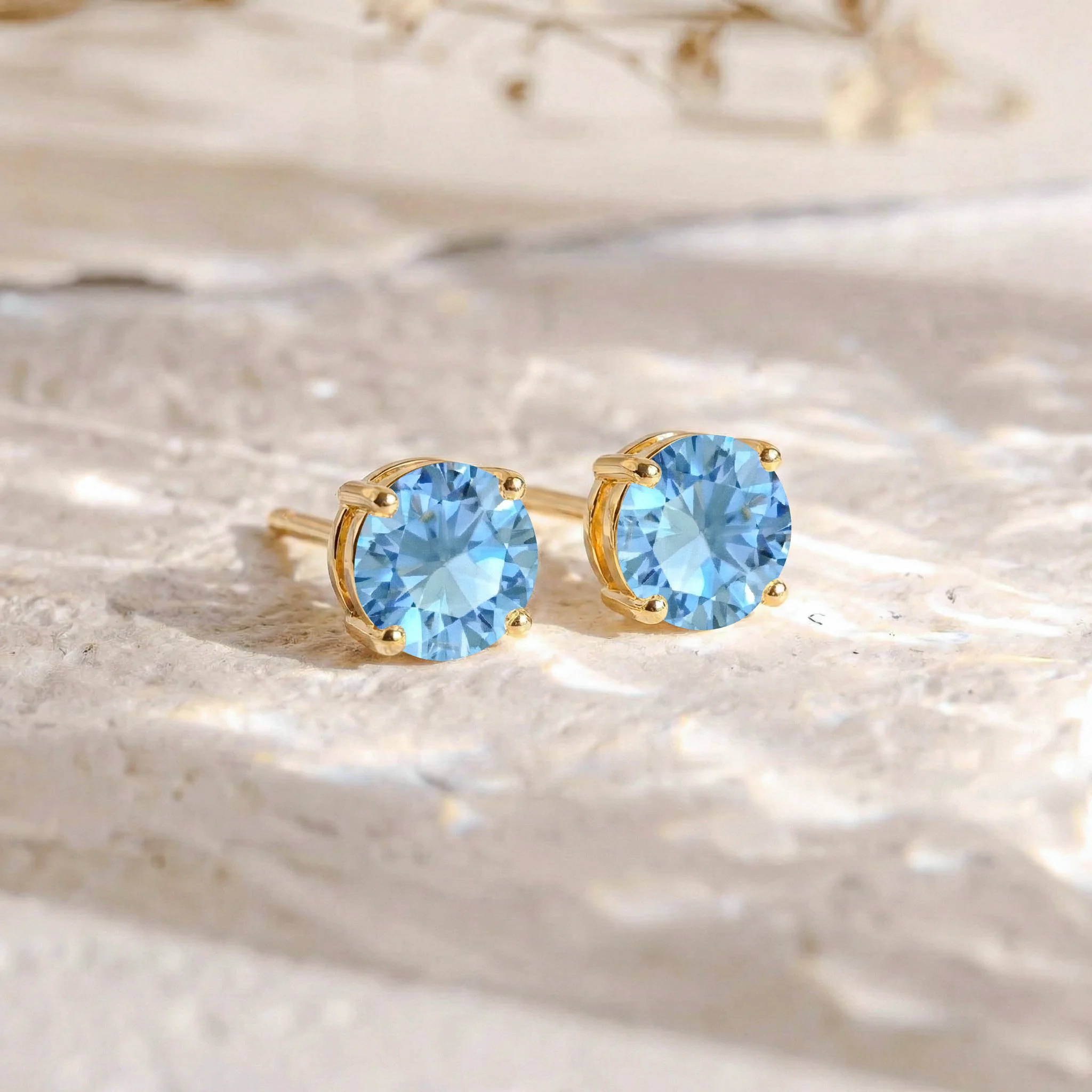 Blue Topaz Round Stud Earrings in 925 Sterling Silver 5.15ct - Image 4