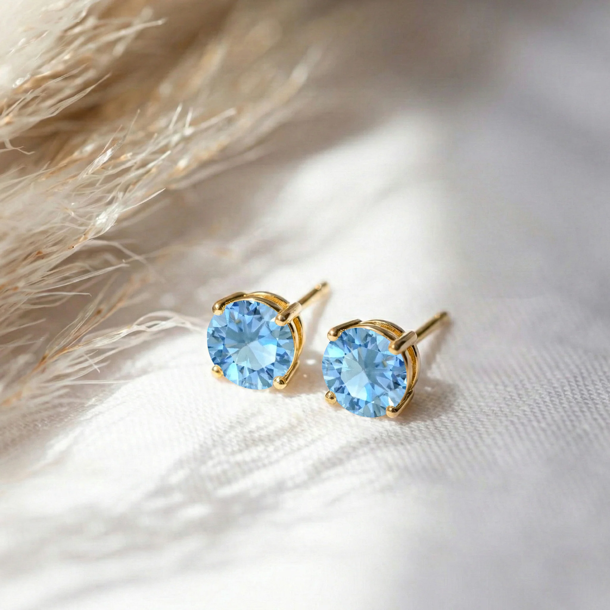 Blue Topaz Round Stud Earrings in 925 Sterling Silver 5.15ct - Image 6