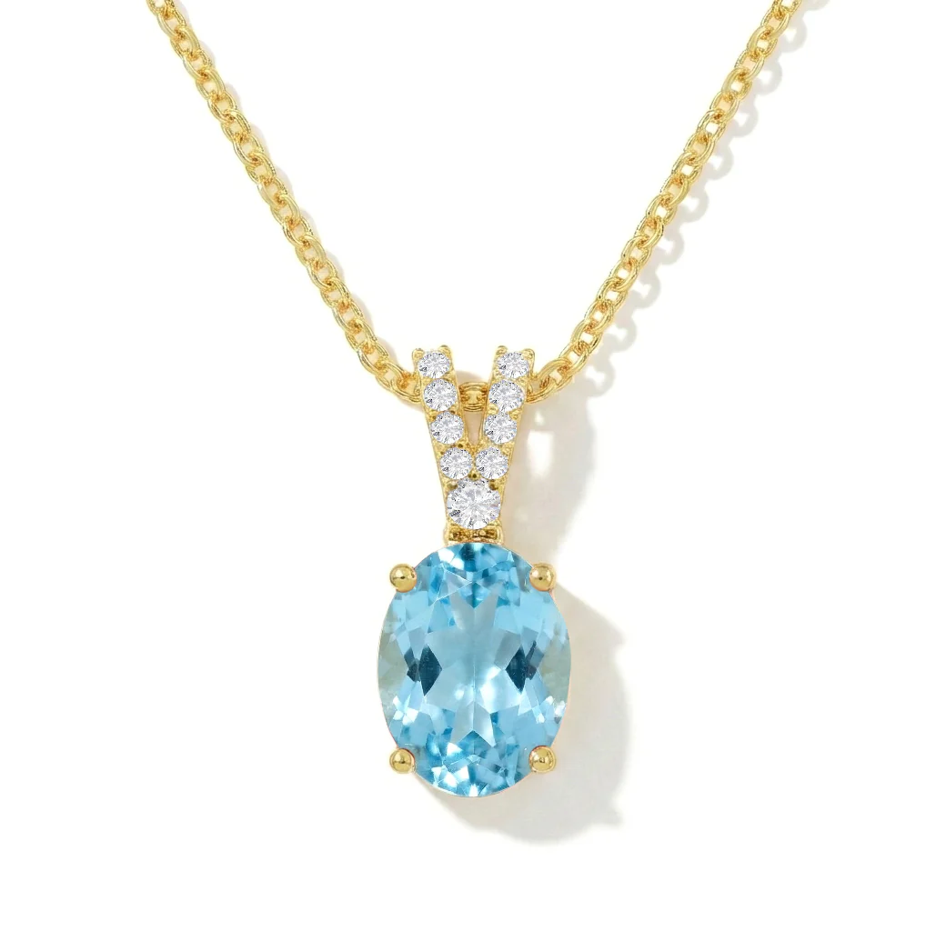 Blue Topaz Solitaire Pendant Necklace in 925 Sterling Silver 1.2ct - Image 14