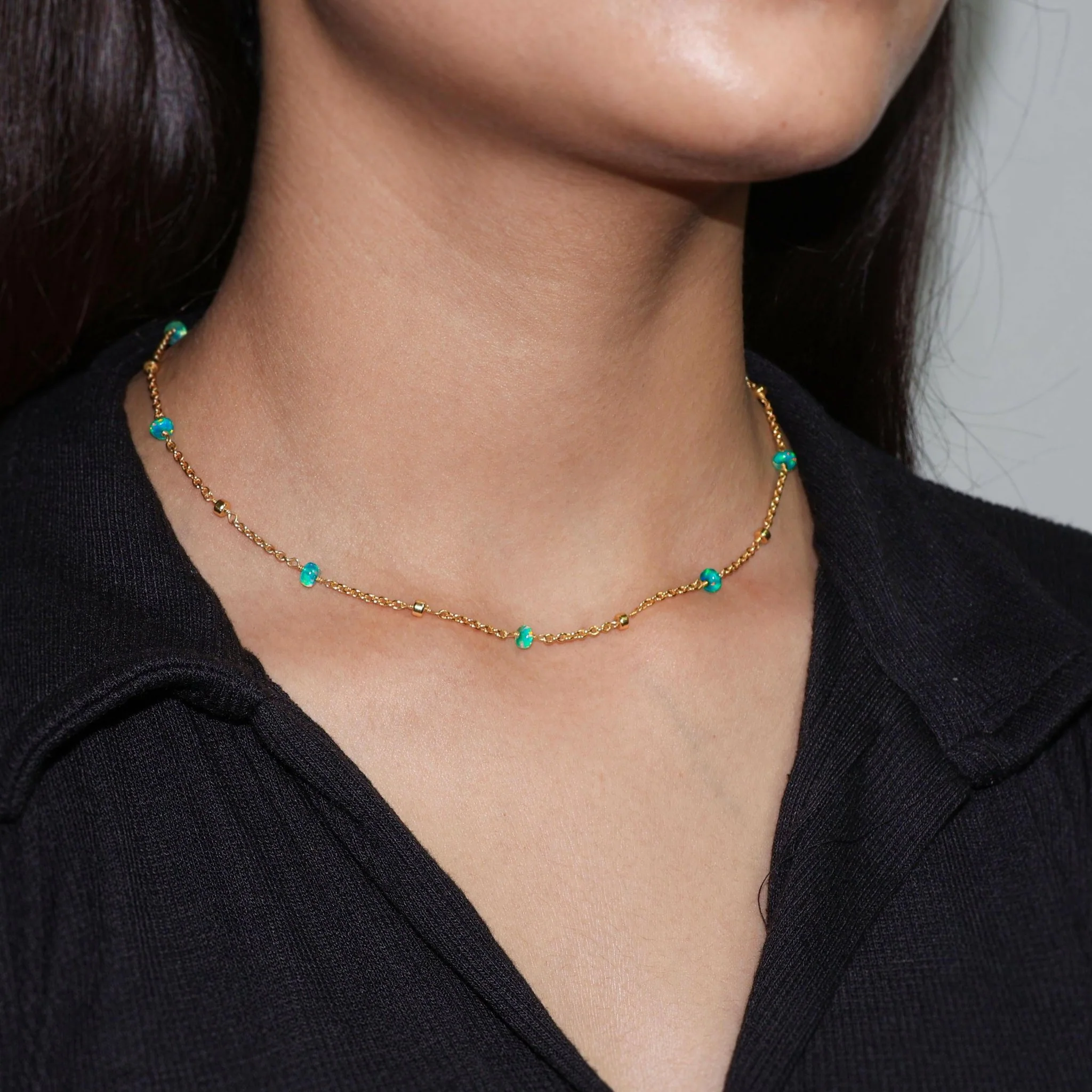 Buy Green Opal Cable Chain Necklace - Image 4