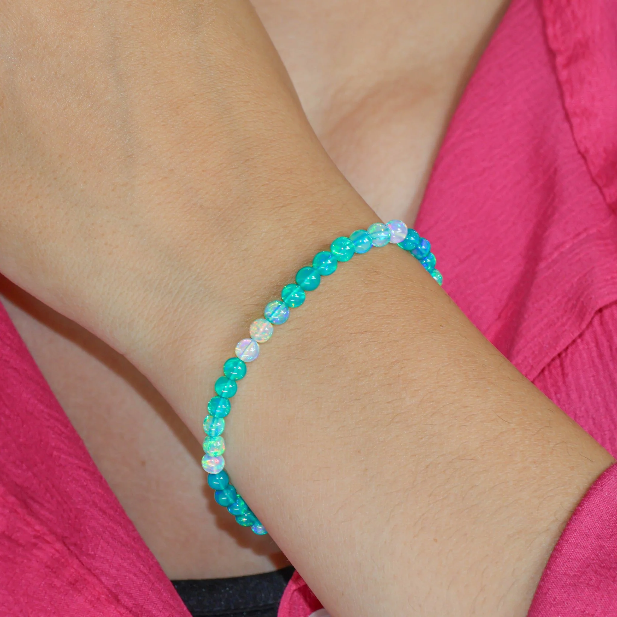 Charming Green Opal Beaded Bracelet for Women - Image 2