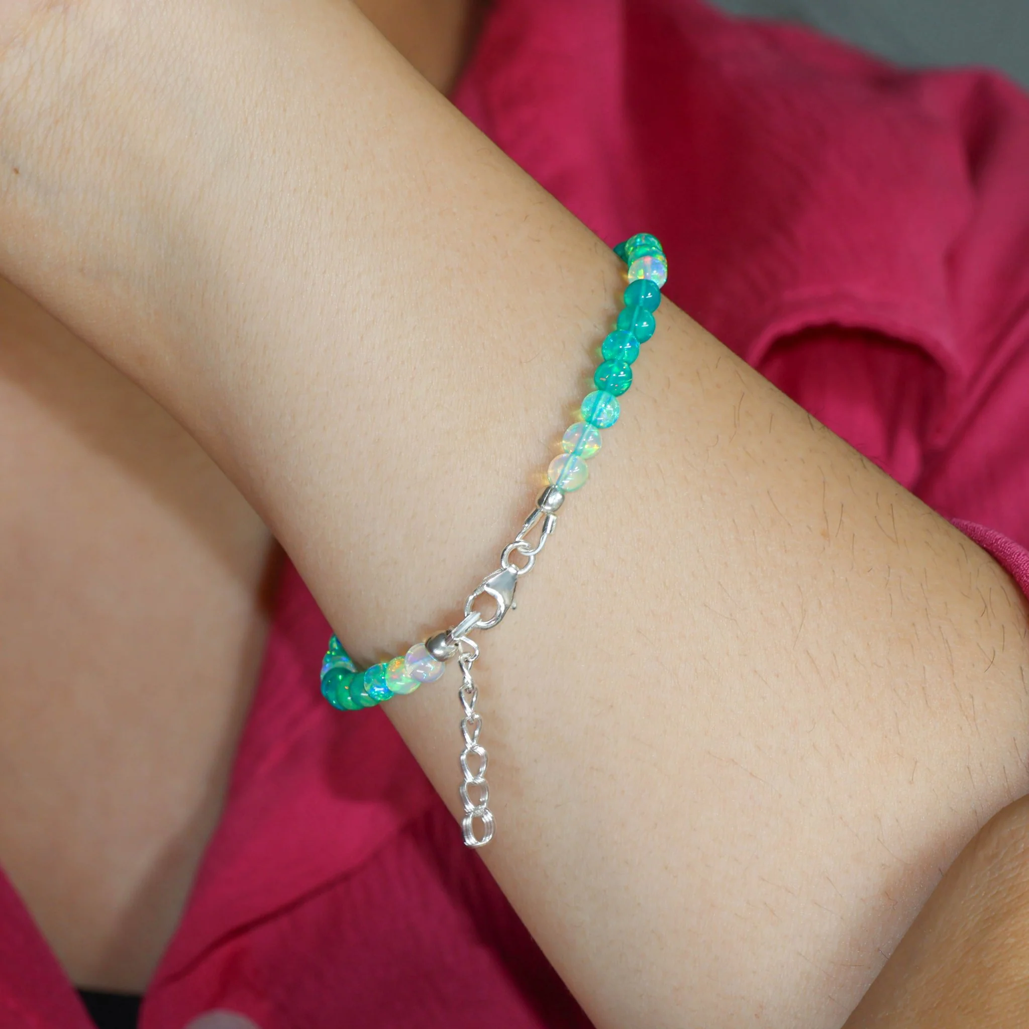 Charming Green Opal Beaded Bracelet for Women - Image 3