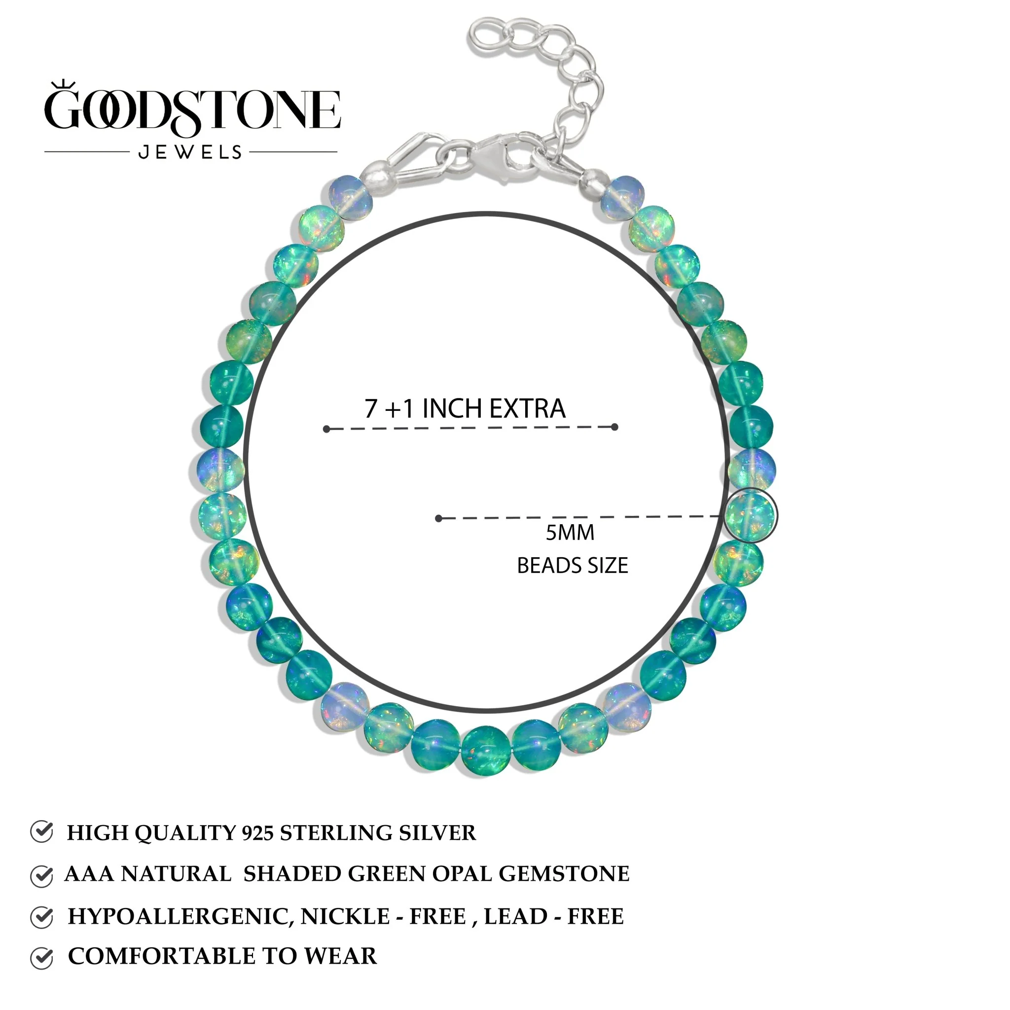 Charming Green Opal Beaded Bracelet for Women - Image 4