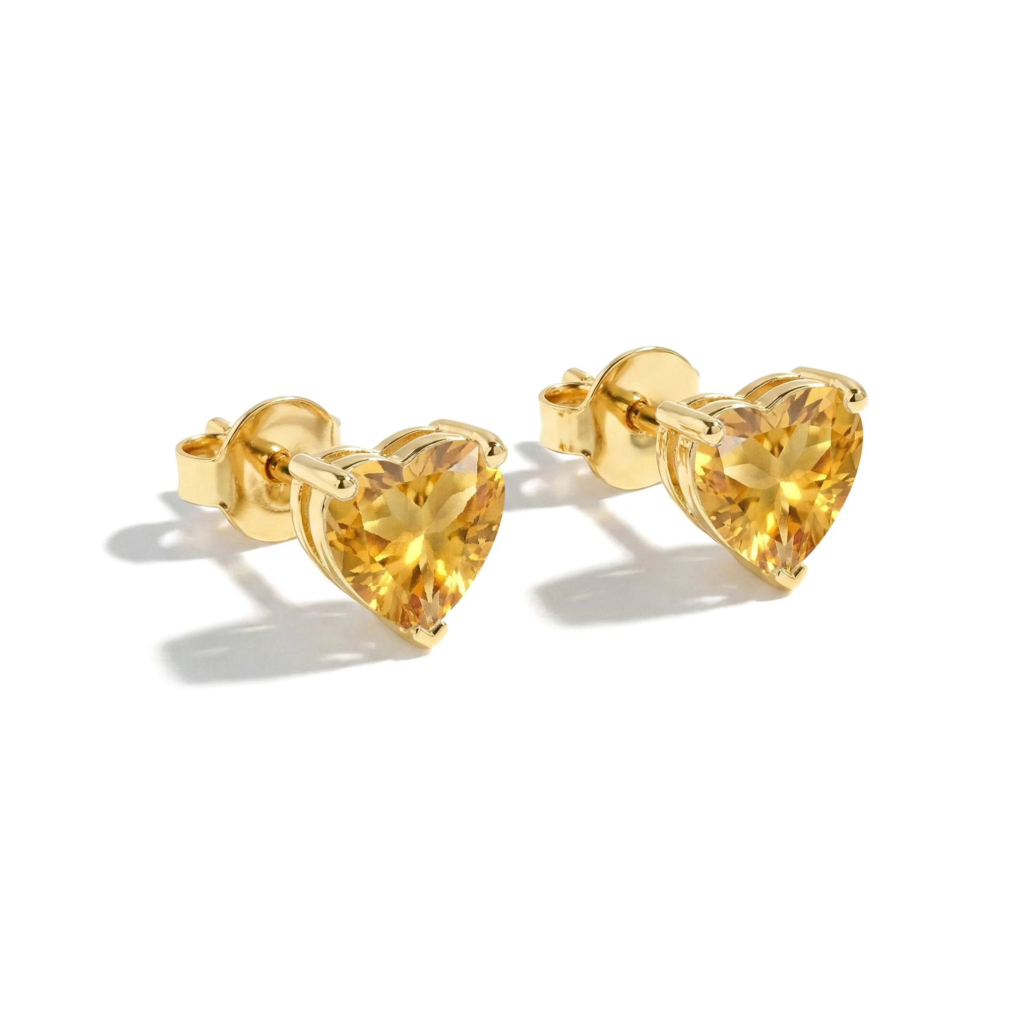 Citrine Heart Stud Earrings in 925 Sterling Silver 5.15ct - Image 2