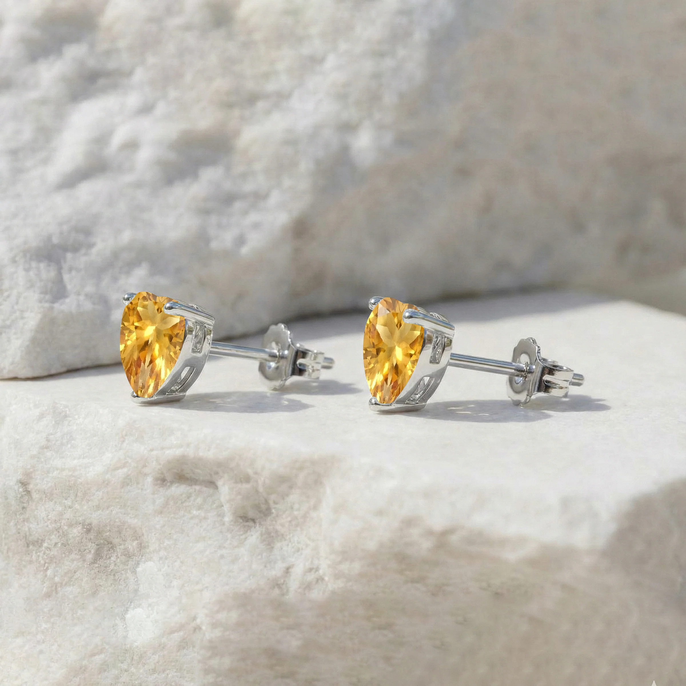Citrine Heart Stud Earrings in 925 Sterling Silver 5.15ct - Image 3