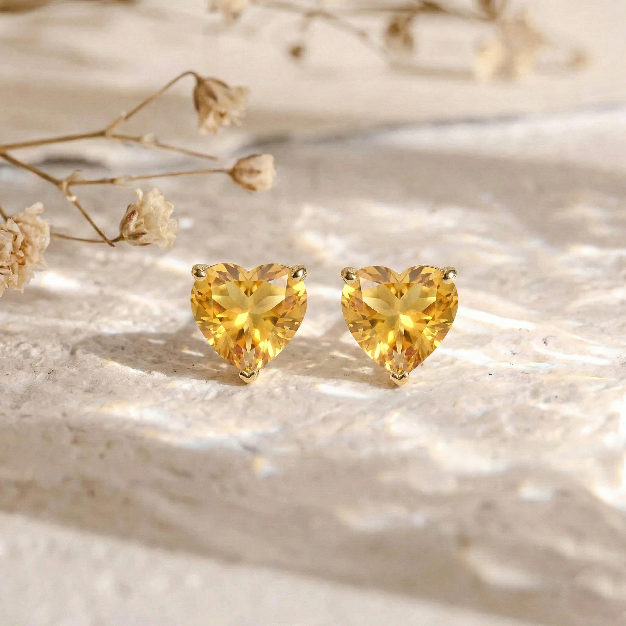 Citrine Heart Stud Earrings in 925 Sterling Silver 5.15ct - Image 4
