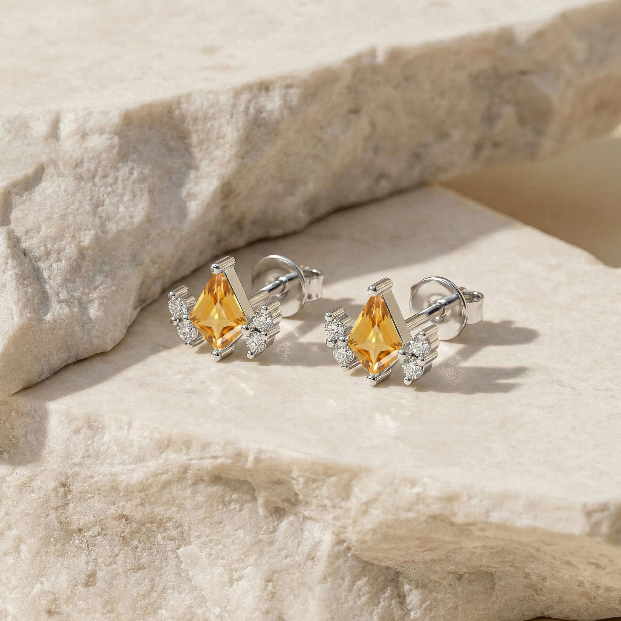 Citrine Kite Stud Earrings in 925 Sterling Silver 6x4 MM 1ct - Image 4