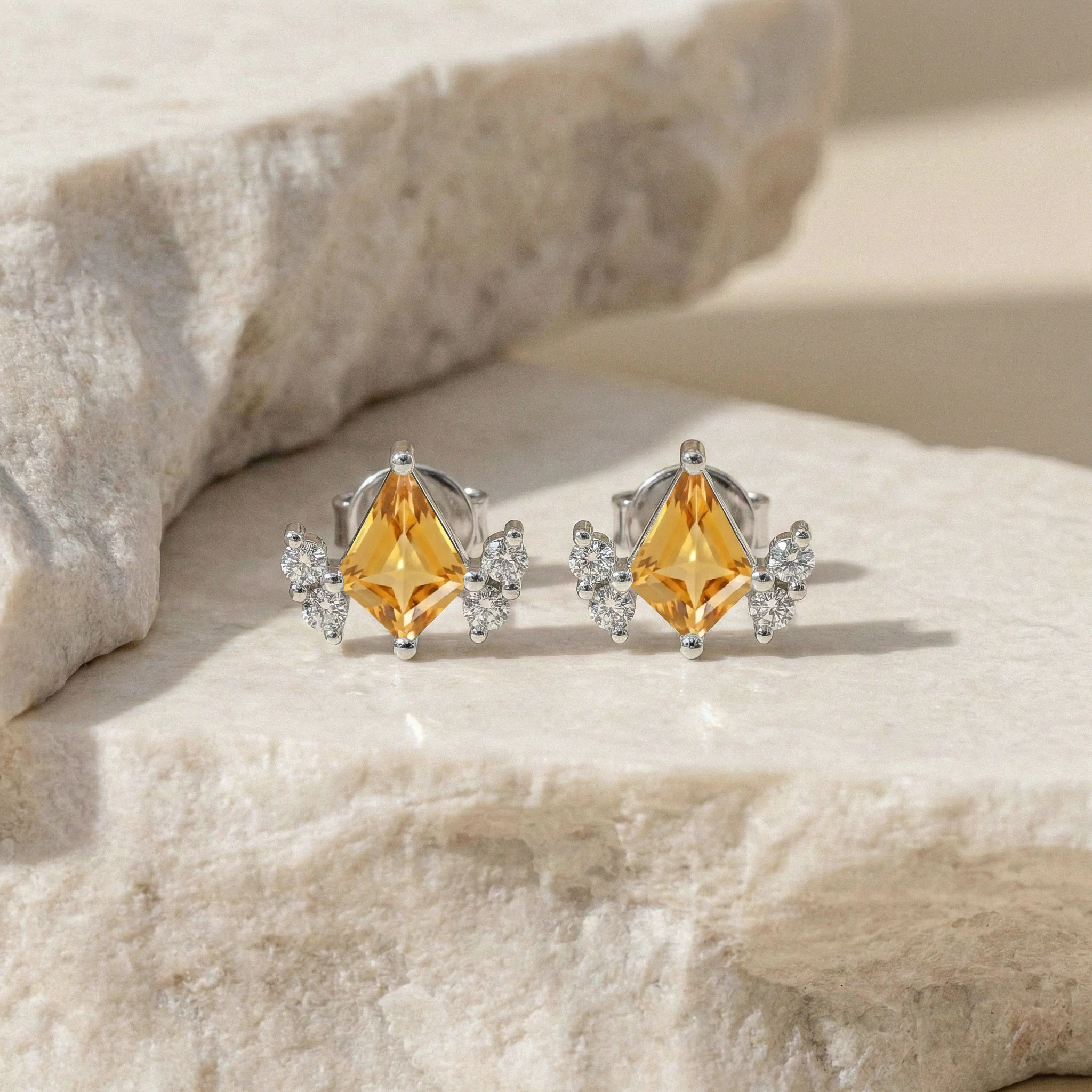 Citrine Kite Stud Earrings in 925 Sterling Silver 6x4 MM 1ct - Image 5