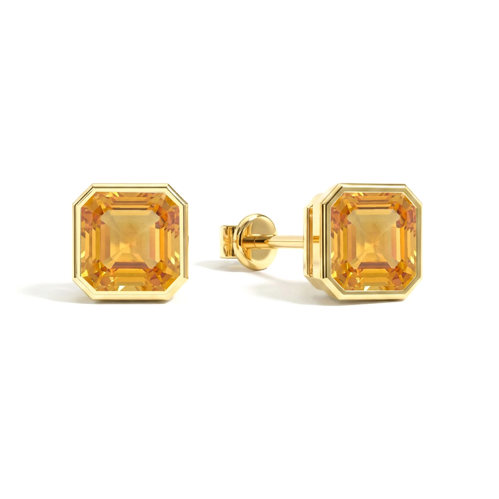 Citrine Octagon Stud Earring in 925 Sterling Silver 6MM 2ct. - Image 8