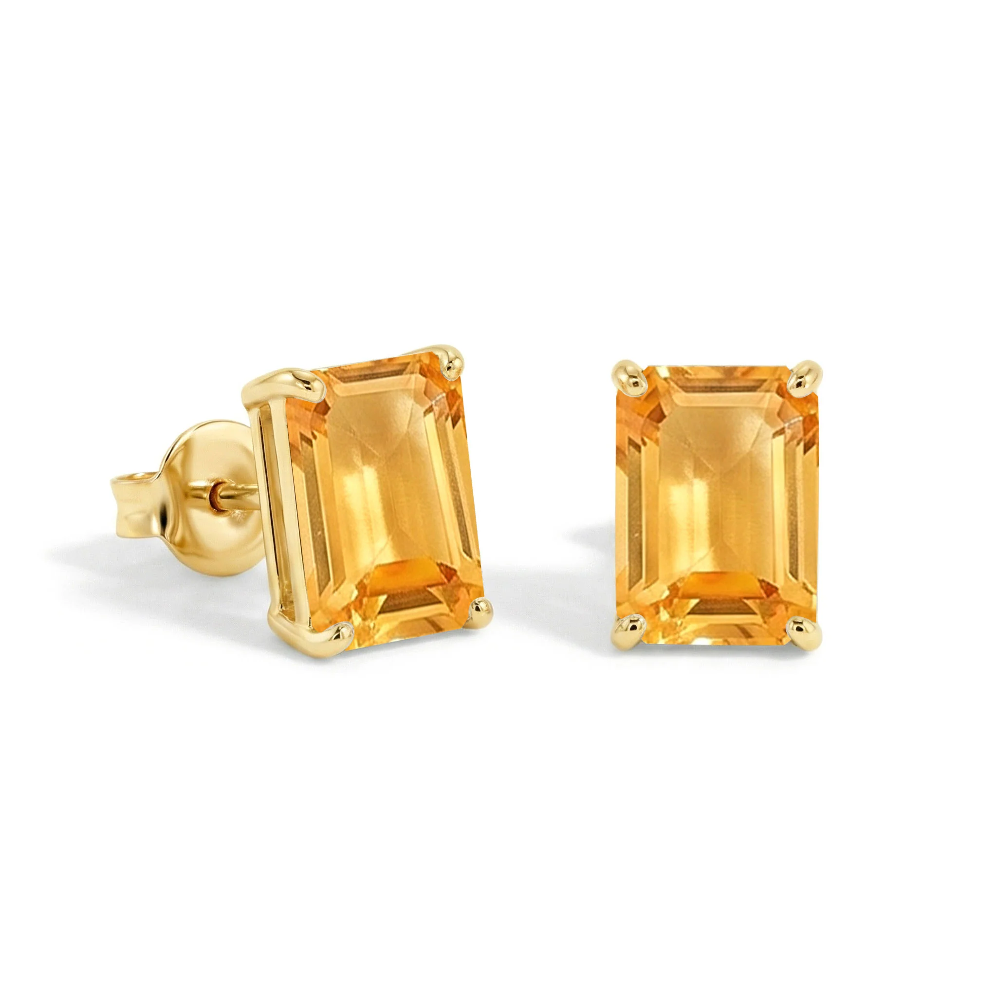 Luxury Citrine Octagon Stud Earrings in 925 Sterling Silver 5.35ct - Image 2