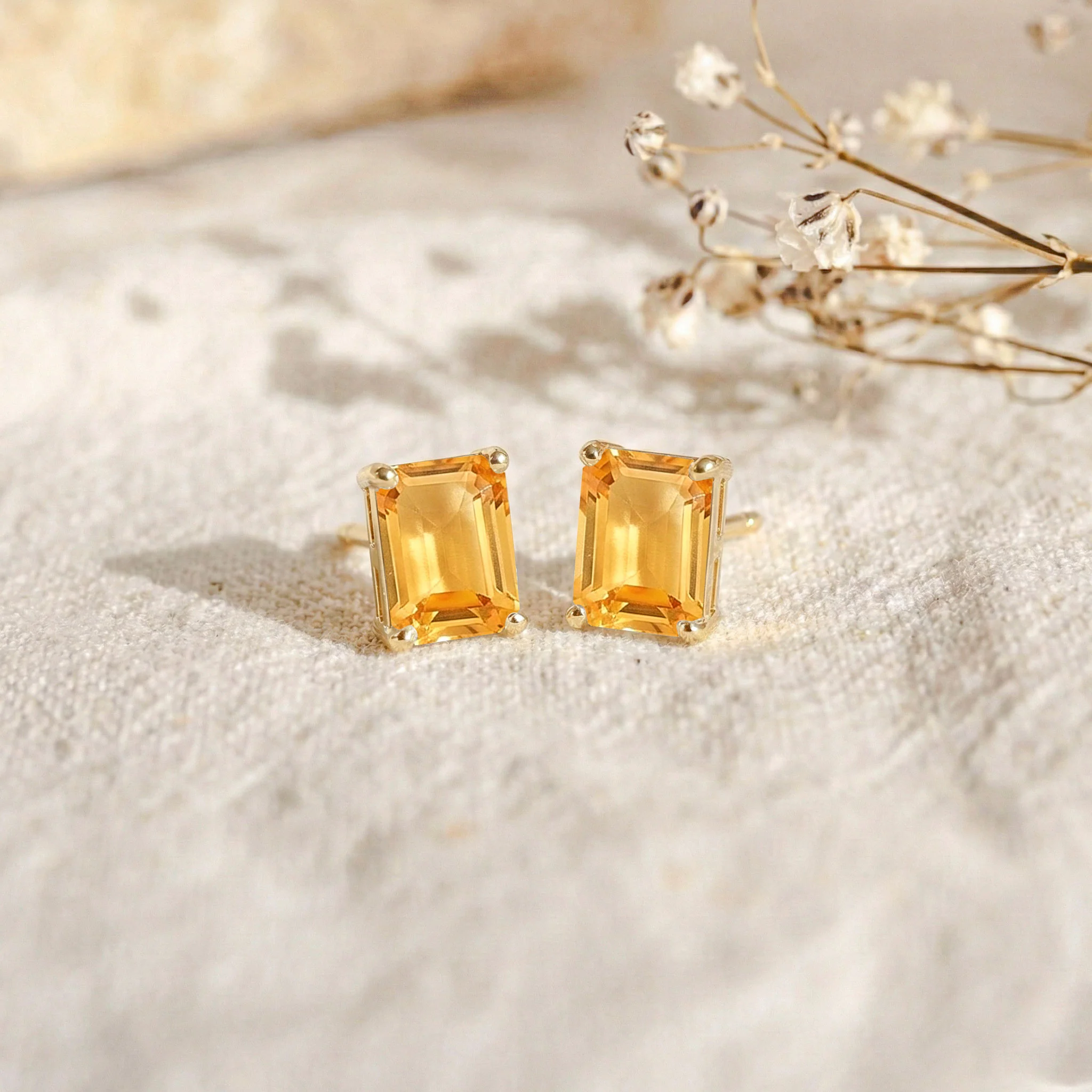 Luxury Citrine Octagon Stud Earrings in 925 Sterling Silver 5.35ct - Image 6