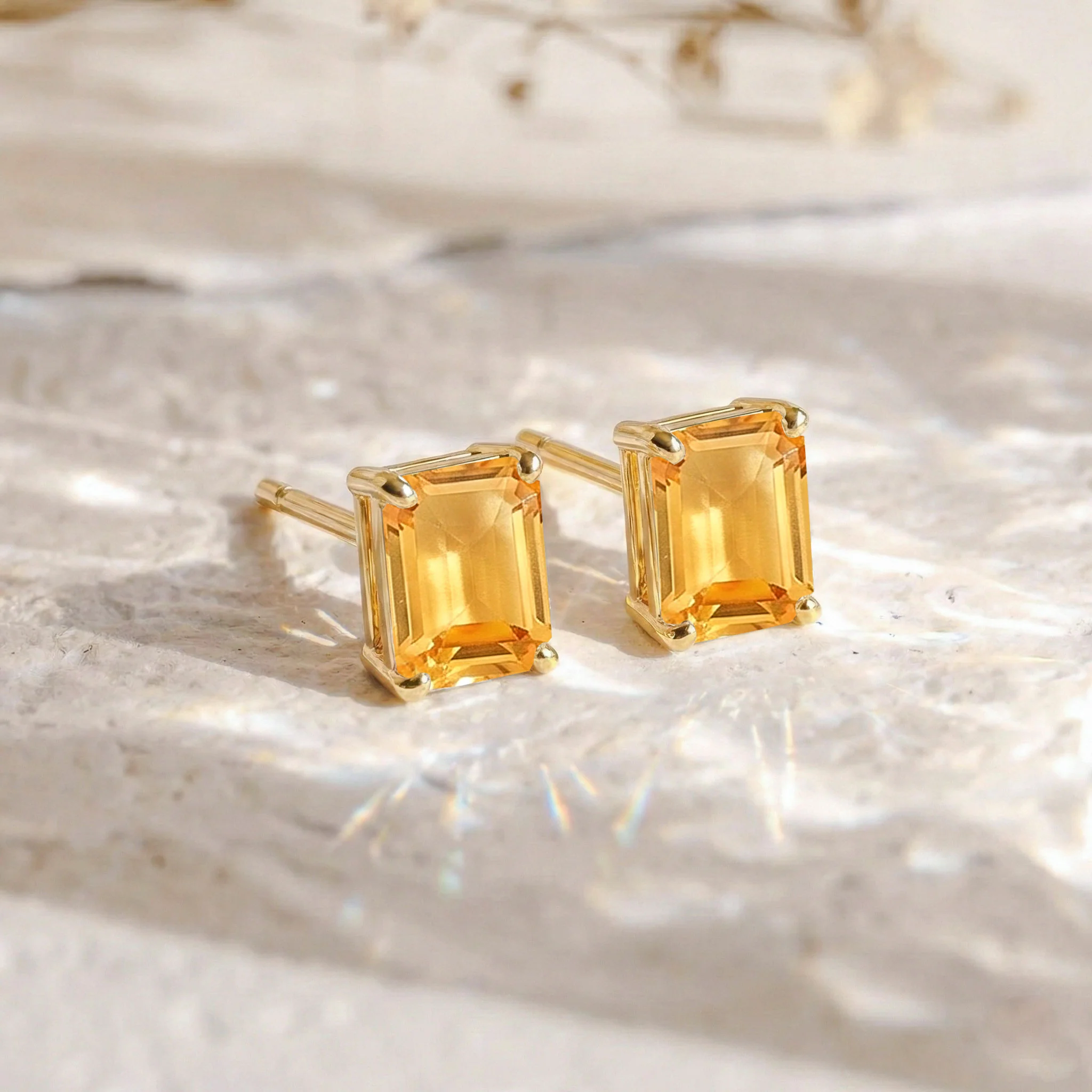 Luxury Citrine Octagon Stud Earrings in 925 Sterling Silver 5.35ct - Image 8