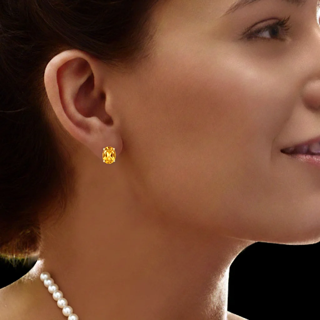 Citrine Oval Solitaire Stud Earrings in 925 Sterling Silver 5.35ct - Image 7