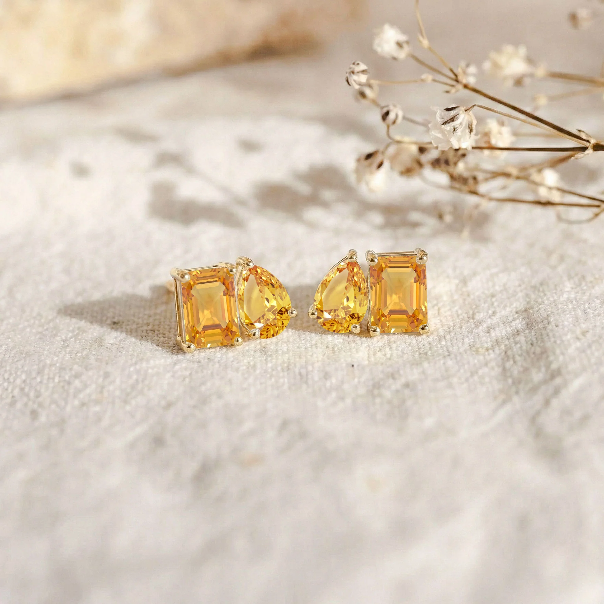 Citrine Pear and Octagon Stud Earrings in 925 Sterling Silver 6*4MM 2ct - Image 13