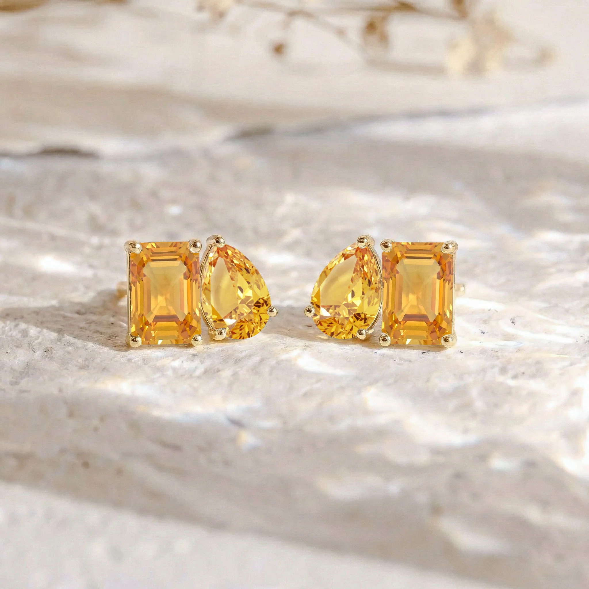 Citrine Pear and Octagon Stud Earrings in 925 Sterling Silver 6*4MM 2ct - Image 14