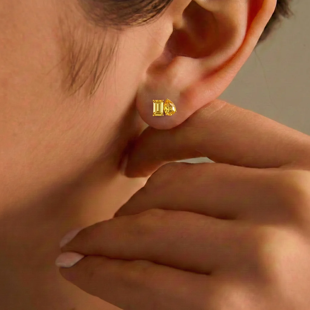 Citrine Pear and Octagon Stud Earrings in 925 Sterling Silver 6*4MM 2ct - Image 4