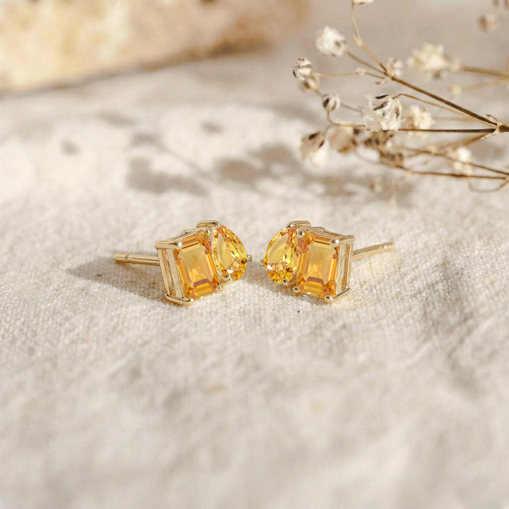 Citrine Pear and Octagon Stud Earrings in 925 Sterling Silver 6*4MM 2ct - Image 9